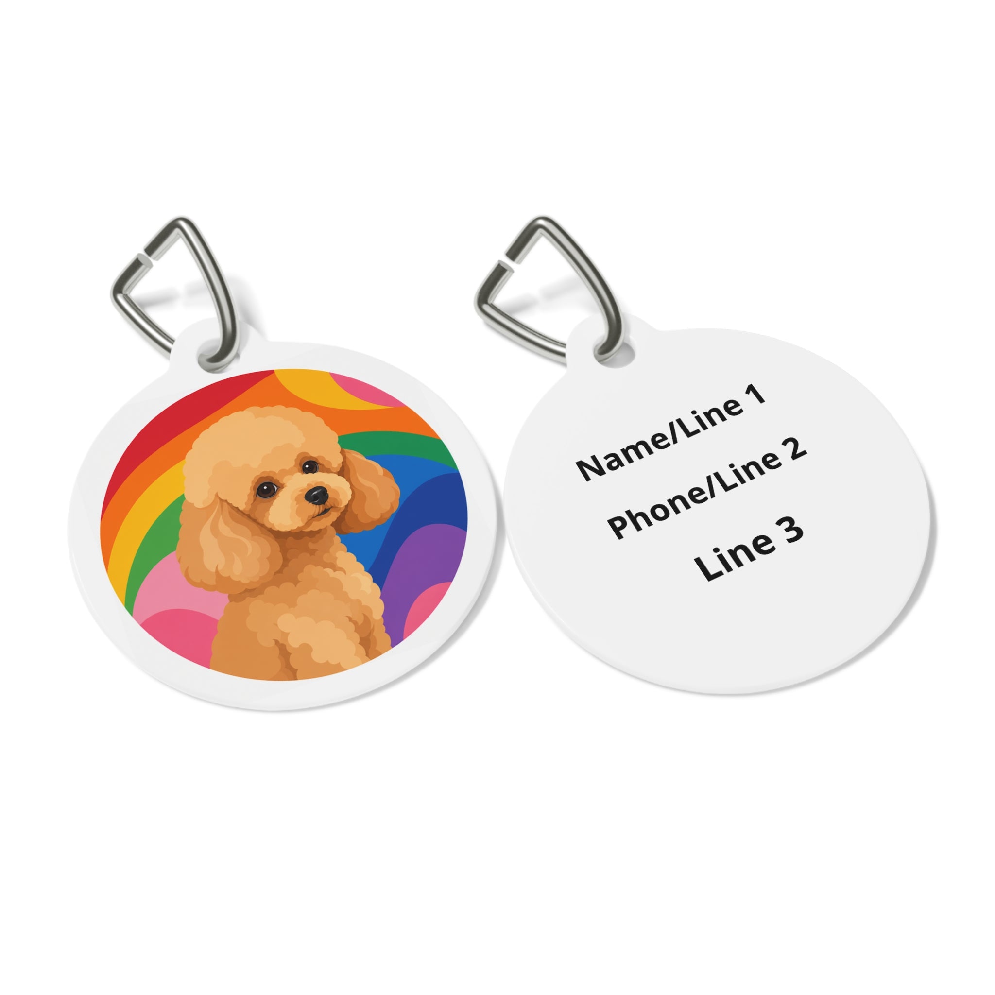 Toy Poodle Rainbow Joy Albaricoque Placa de Identificación Personalizada para Perros