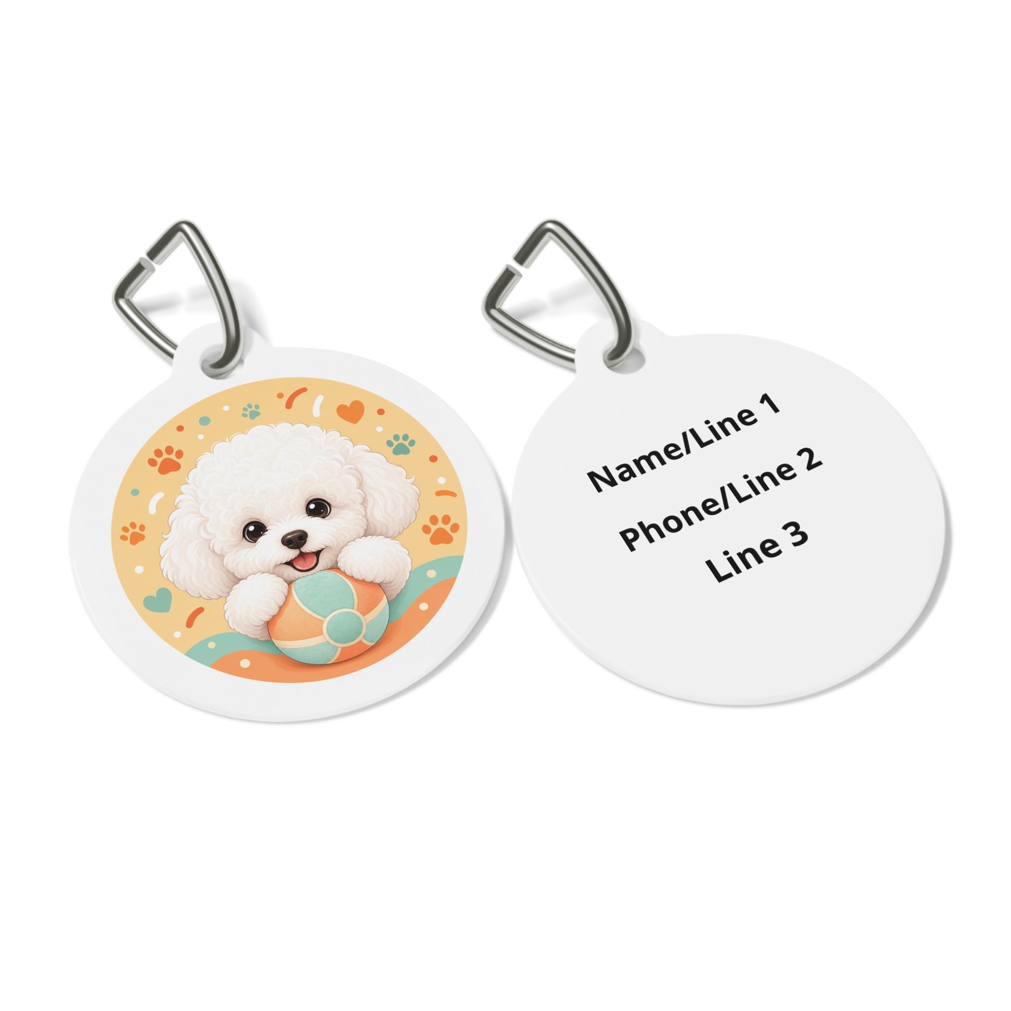 Bichon Frise Charming Cute Portrait Personalized Dog ID Tag