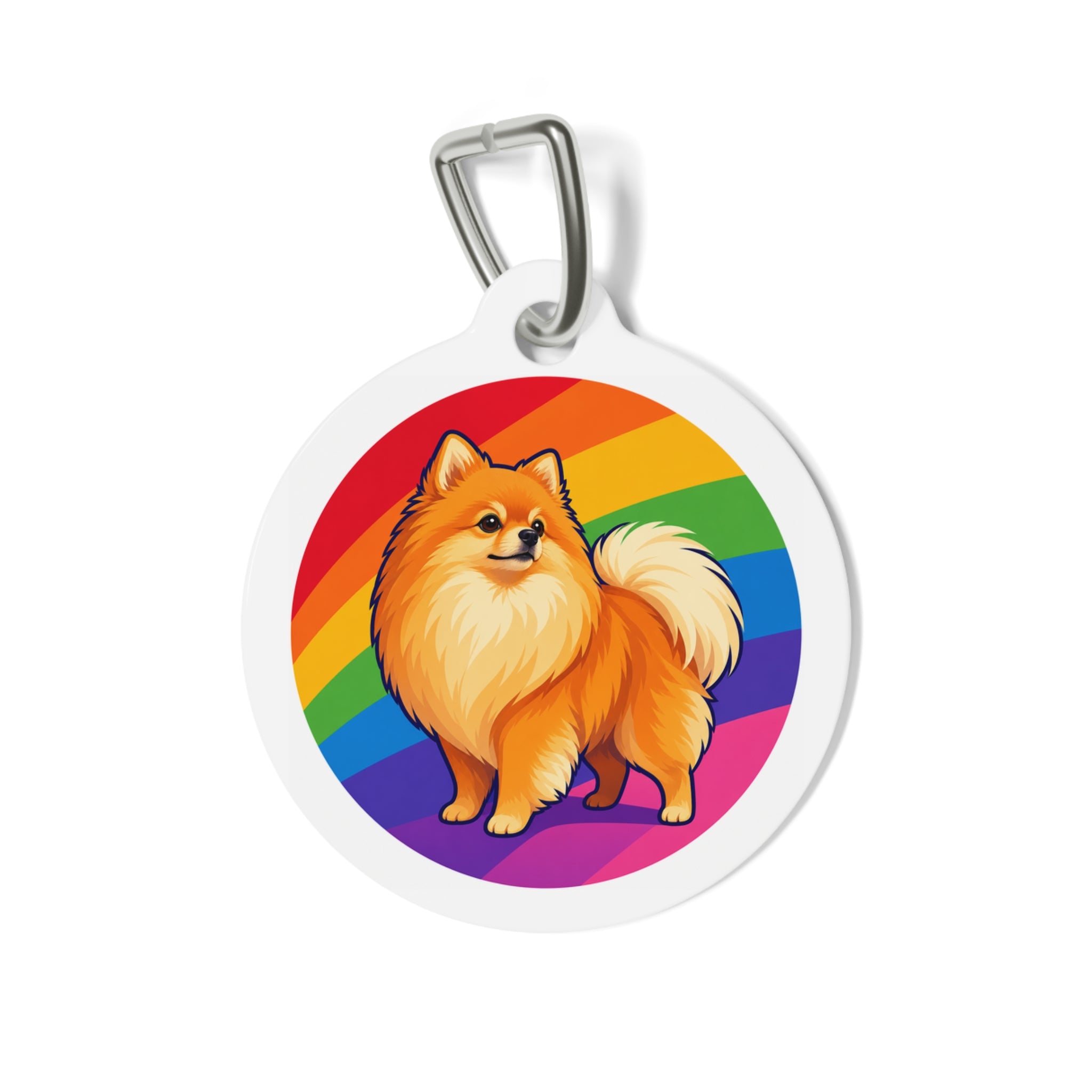 Pomeranian Rainbow Pride Pop Art Personalized Dog ID Tag