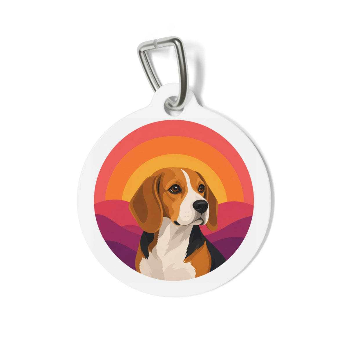 Beagle Retro Sunset Personalized Dog ID Tag