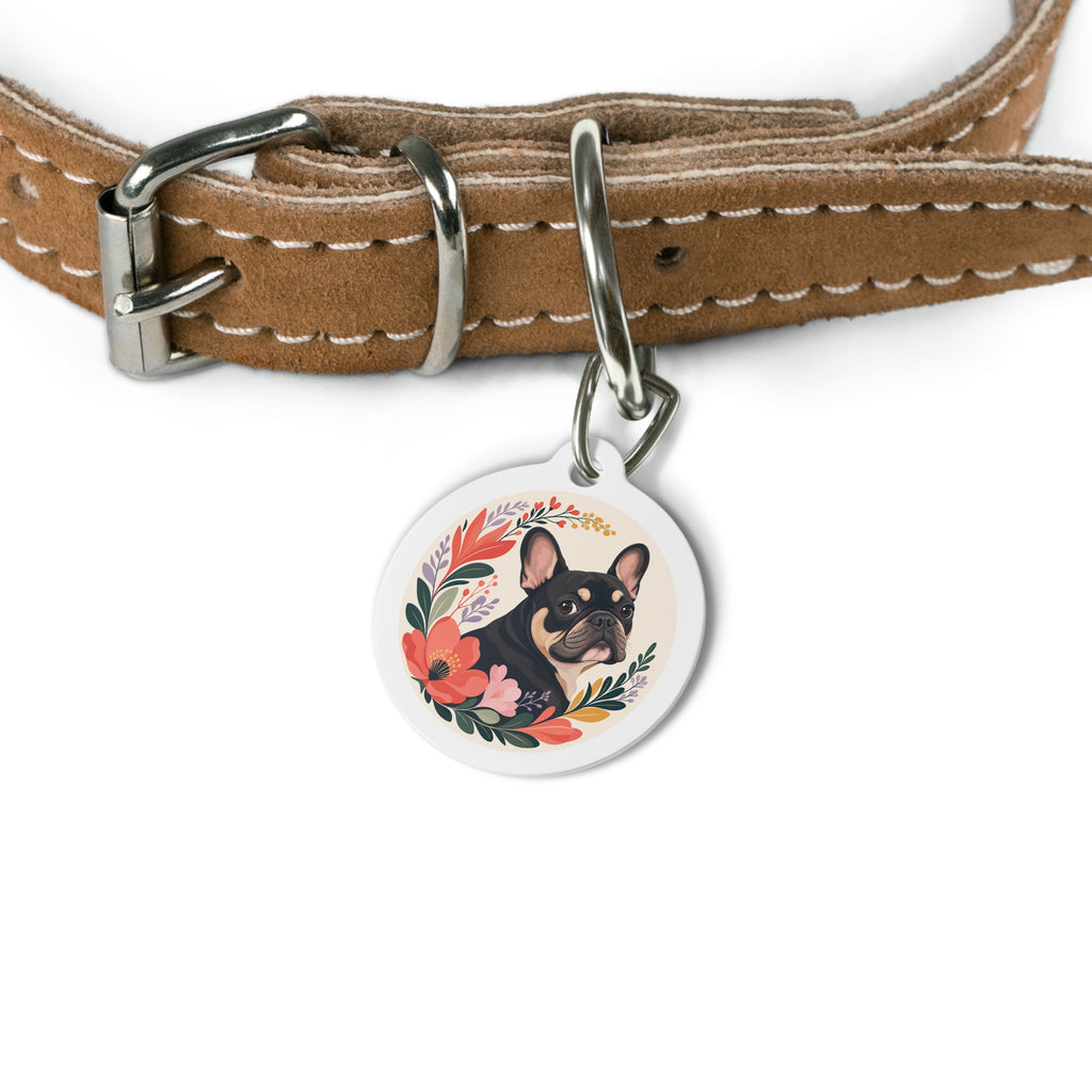 French Bulldog Joyful Floral Personalized Dog ID Tag