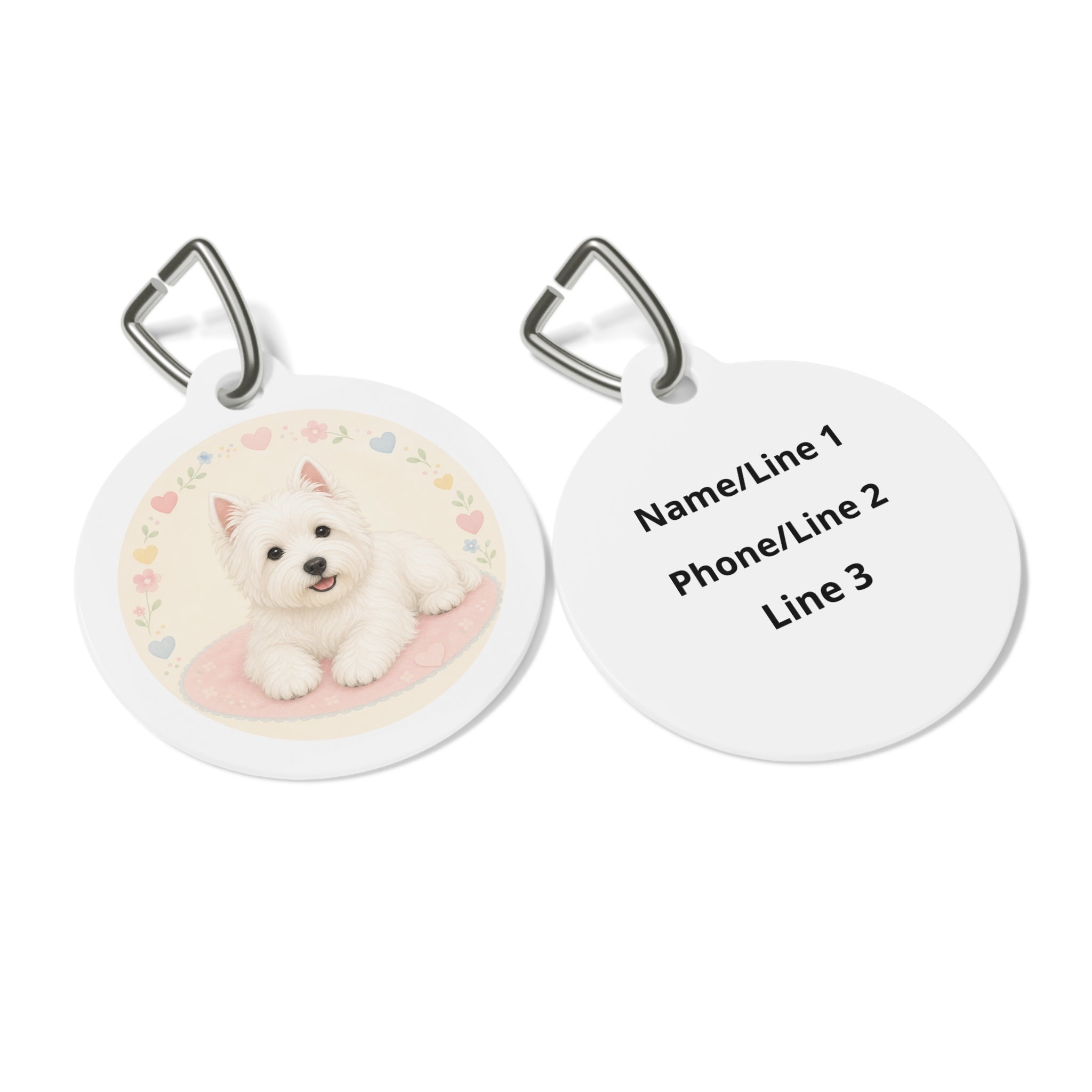 West Highland White Terrier Pastel Heart Personalized Dog ID Tag