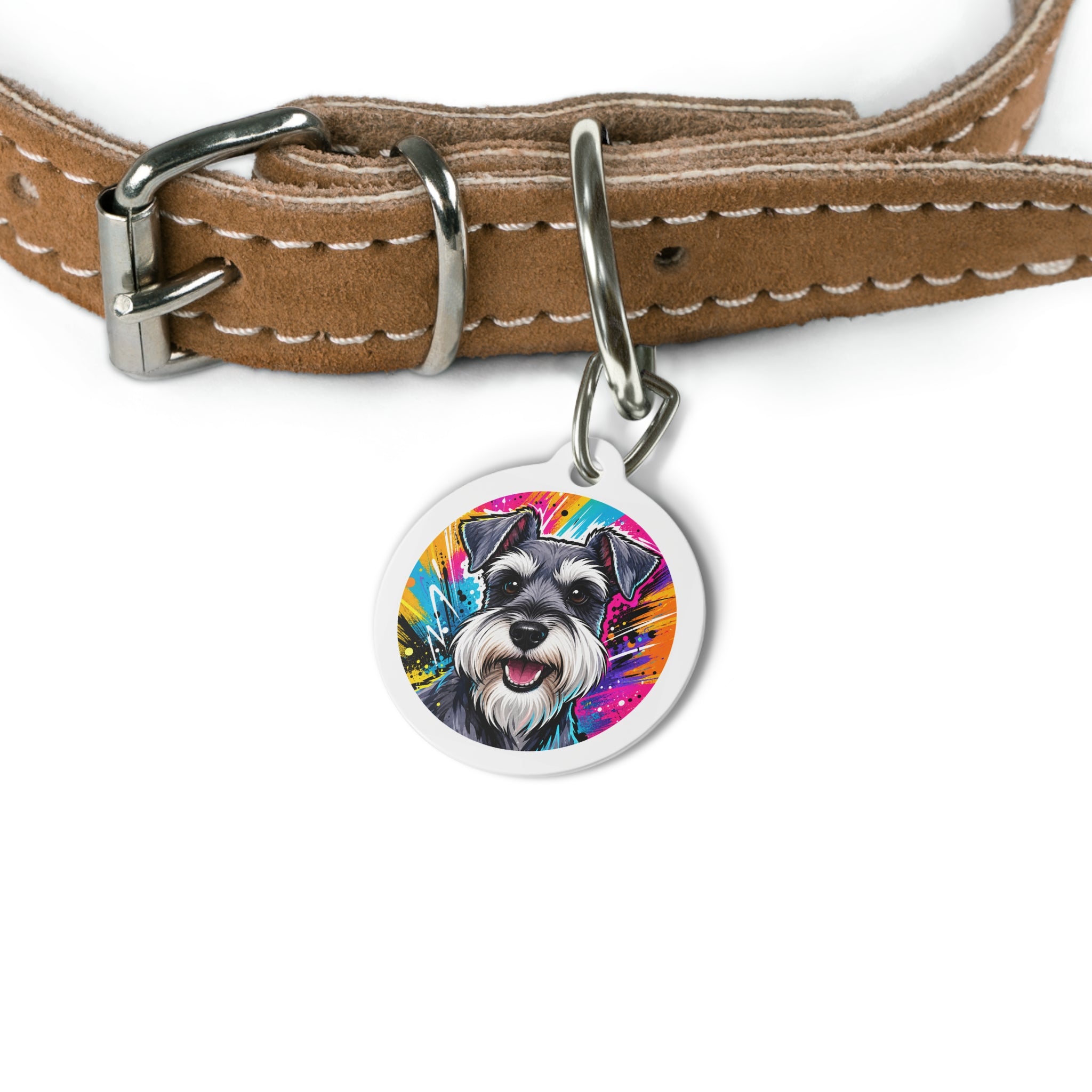 Miniature Schnauzer Joyful Pop Art Personalized Dog ID Tag