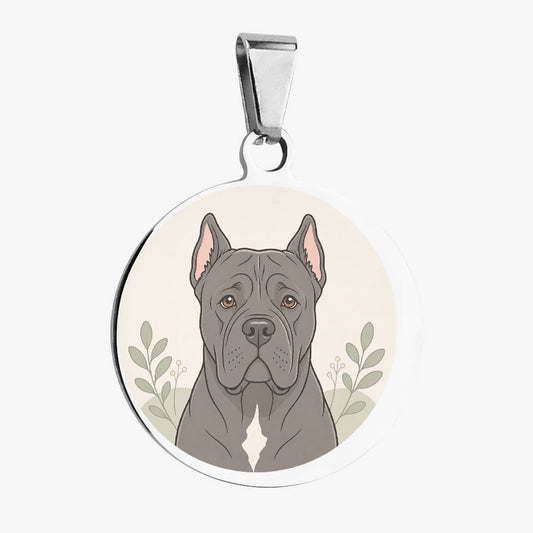 Cane Corso Monochrome Botanical Portrait Personalized Dog ID Tag