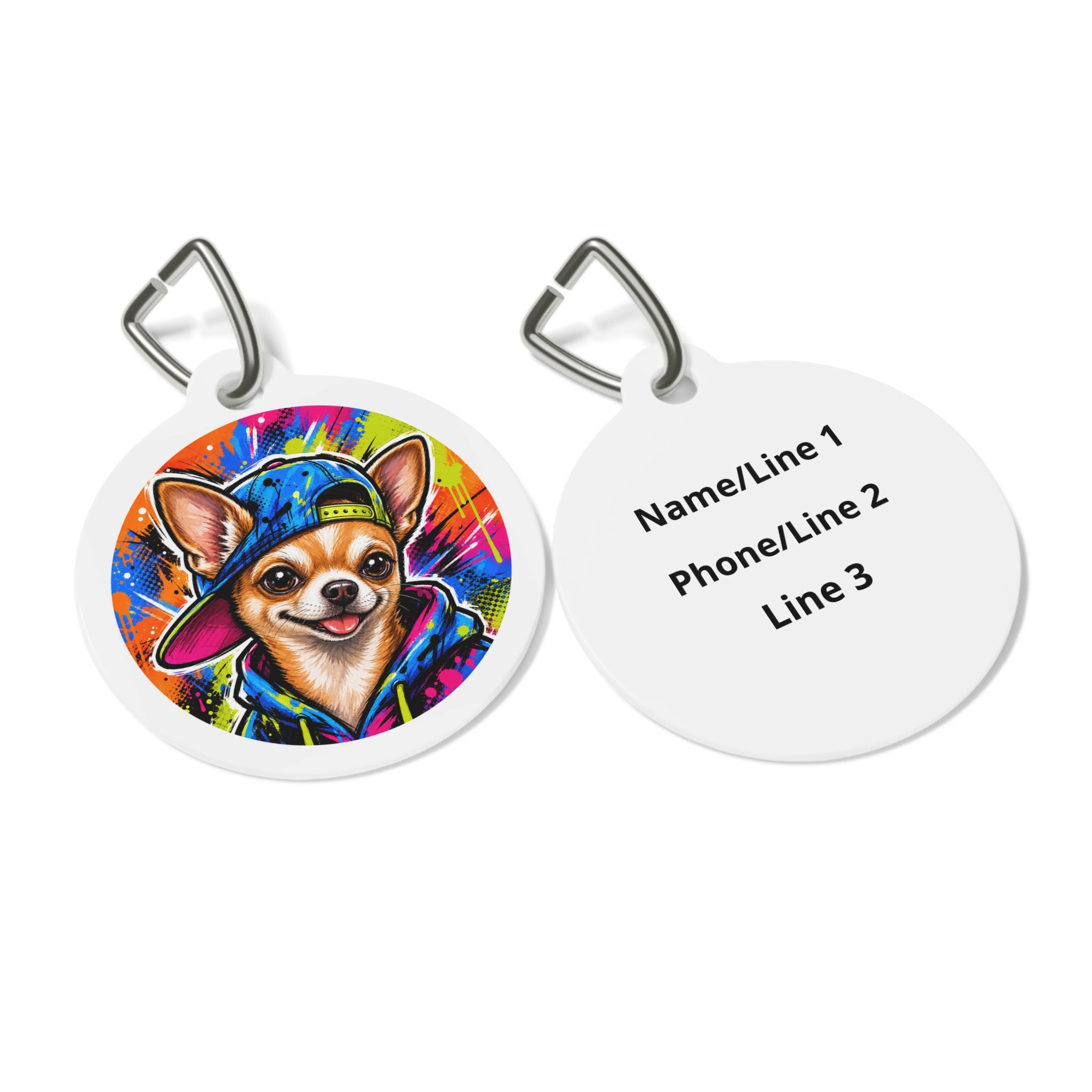 Chihuahua Graffiti Streetwear Personalized Dog ID Tag