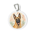 Chapa de identificación de perro personalizada de acuarela floral suave Malinois belga