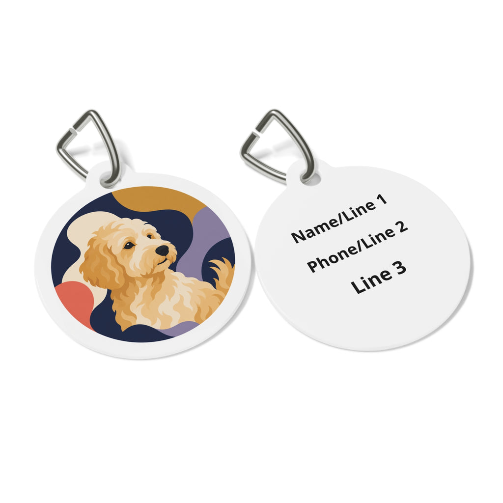 Goldendoodle Colorful Doodle Portrait Personalized Dog ID Tag
