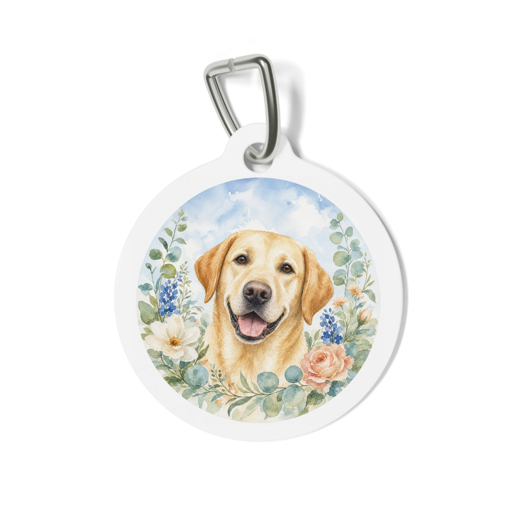 Placa de identificación personalizada para perro Labrador Retriever Blue Garden