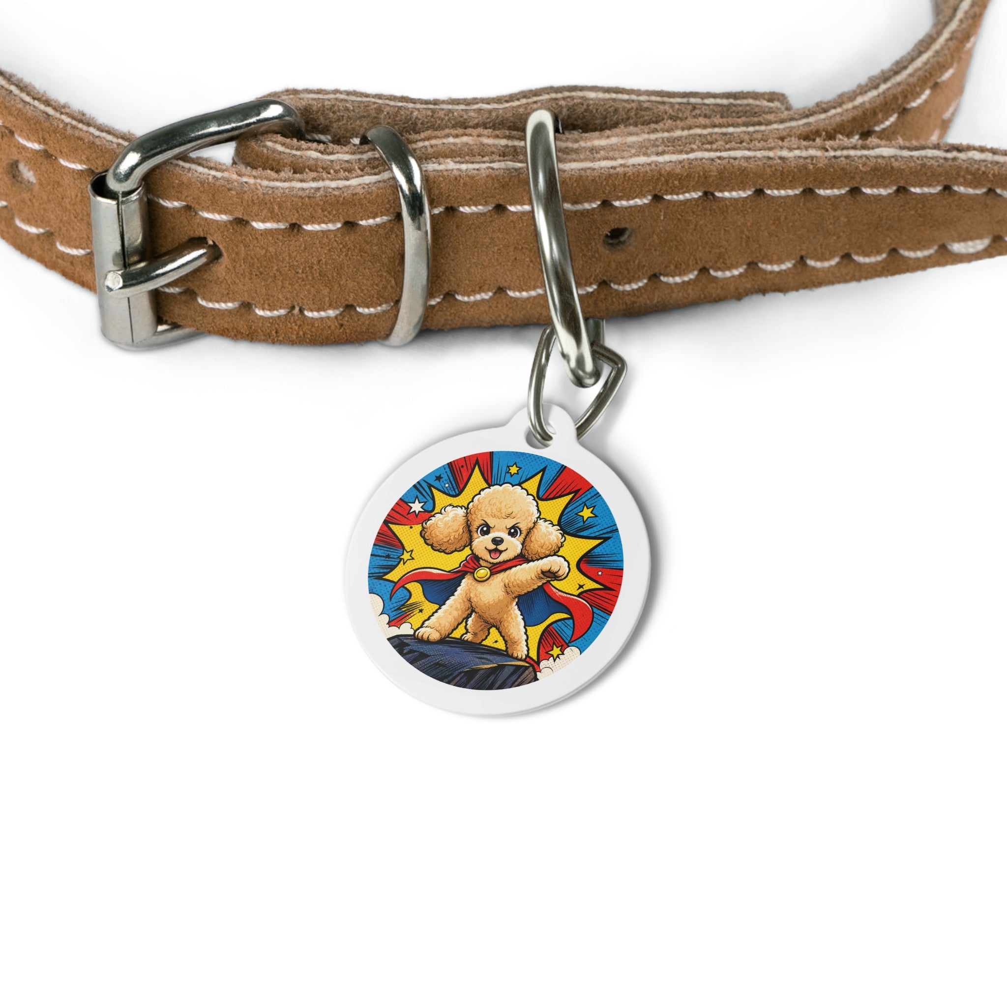 Poodle Super Pup Personalized Dog ID Tag
