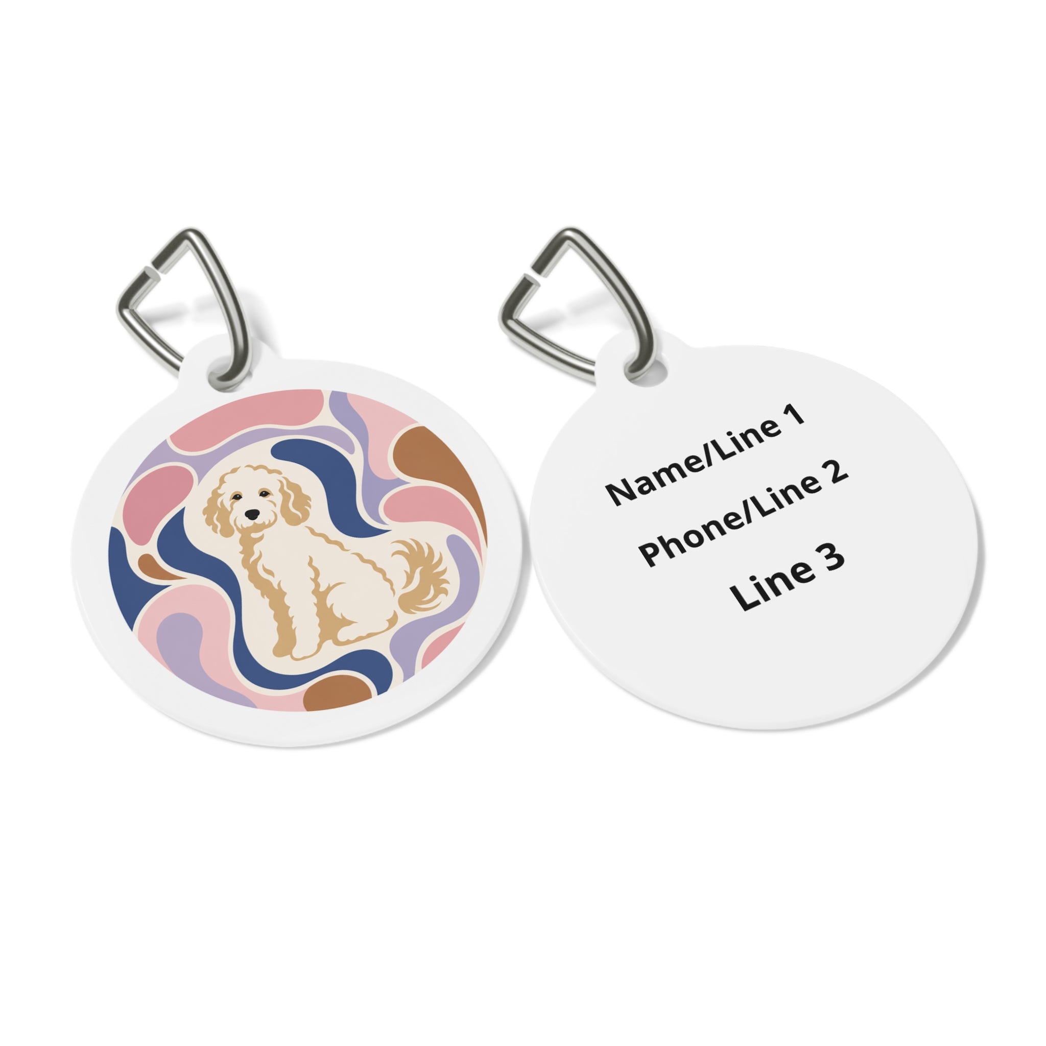 Goldendoodle Retro Swirl Pup Personalized Dog ID Tag