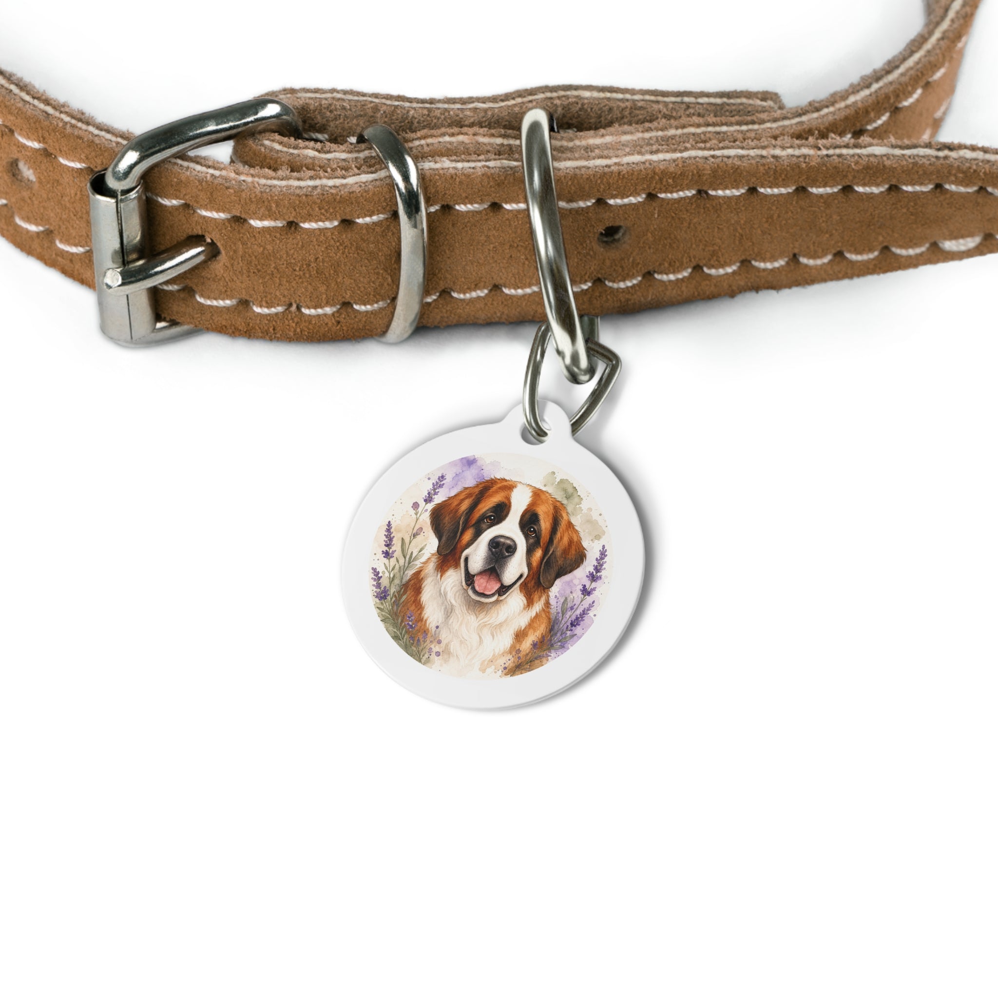 Saint Bernard Soft Gallery Watercolor Personalized Dog ID Tag