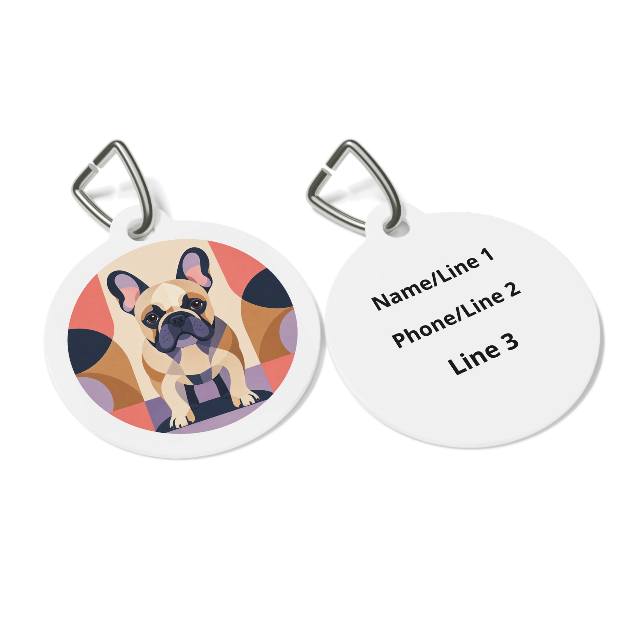 French Bulldog Charming Modern Geometric Personalized Dog ID Tag