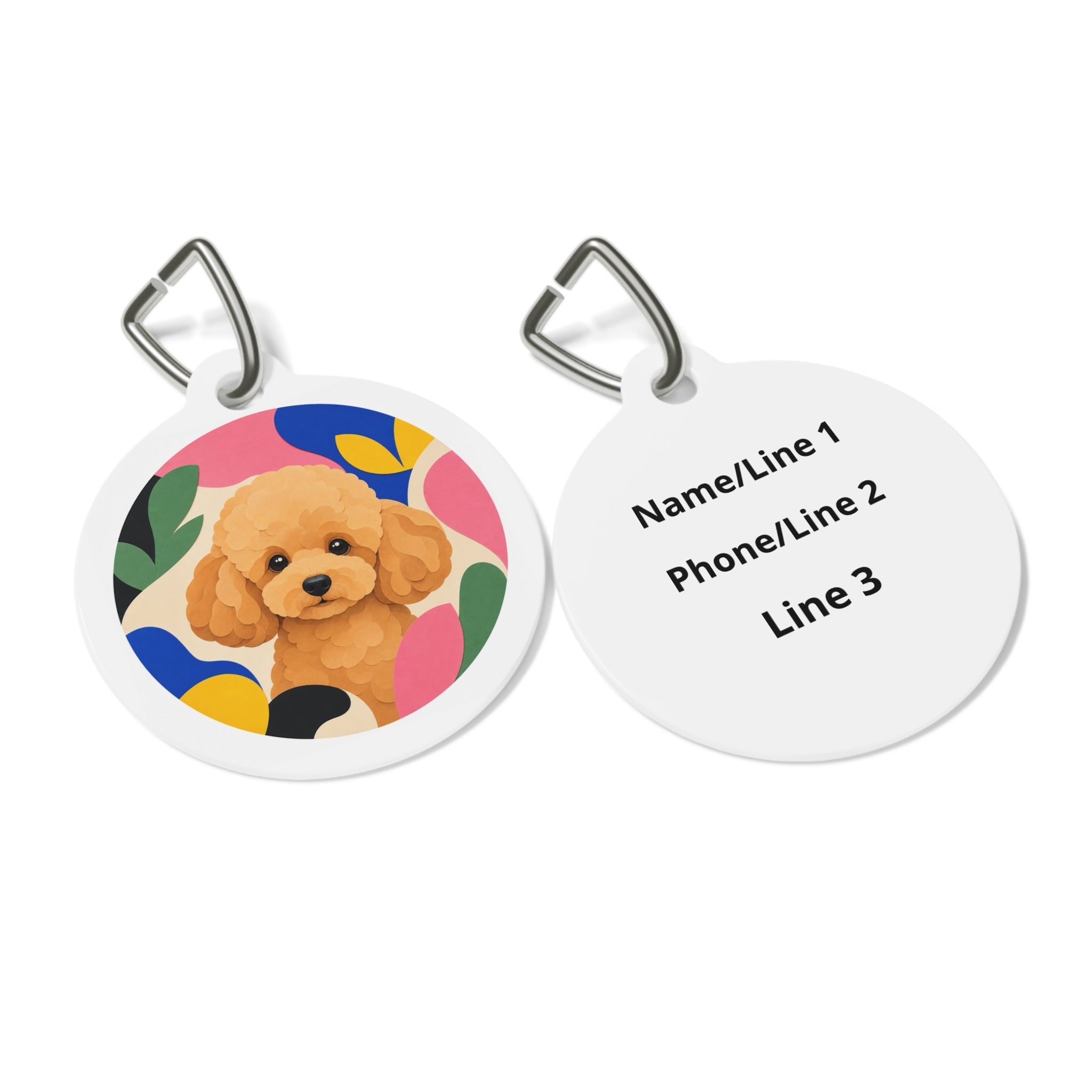 Toy Poodle Bright Botanical Apricot Personalized Dog ID Tag