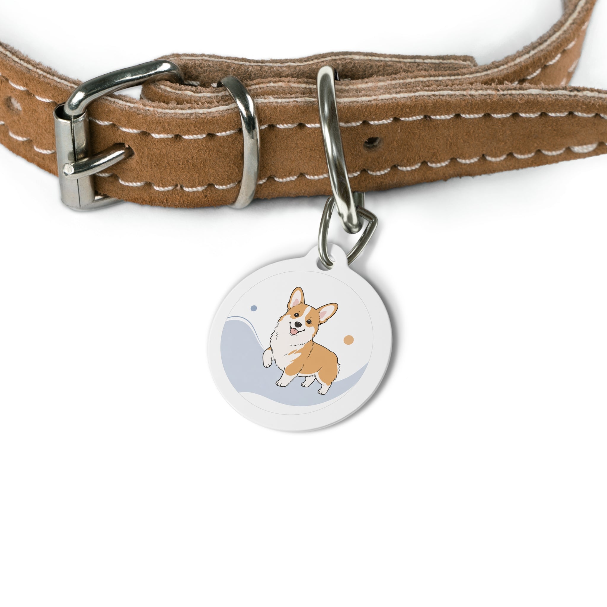 Pembroke Welsh Corgi Cheerful Playful Portrait Personalized Dog ID Tag