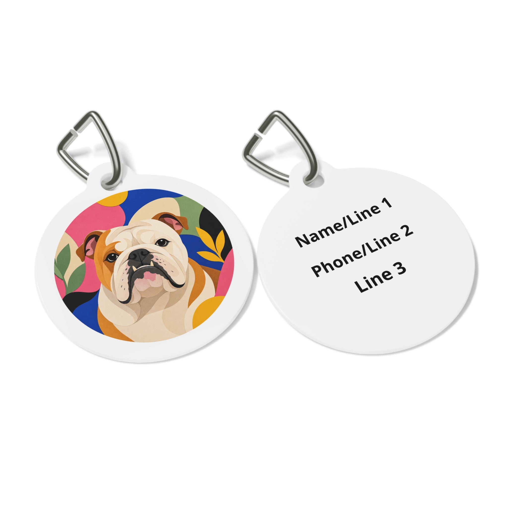 Bulldog Botanical Colorblock Personalized Dog ID Tag