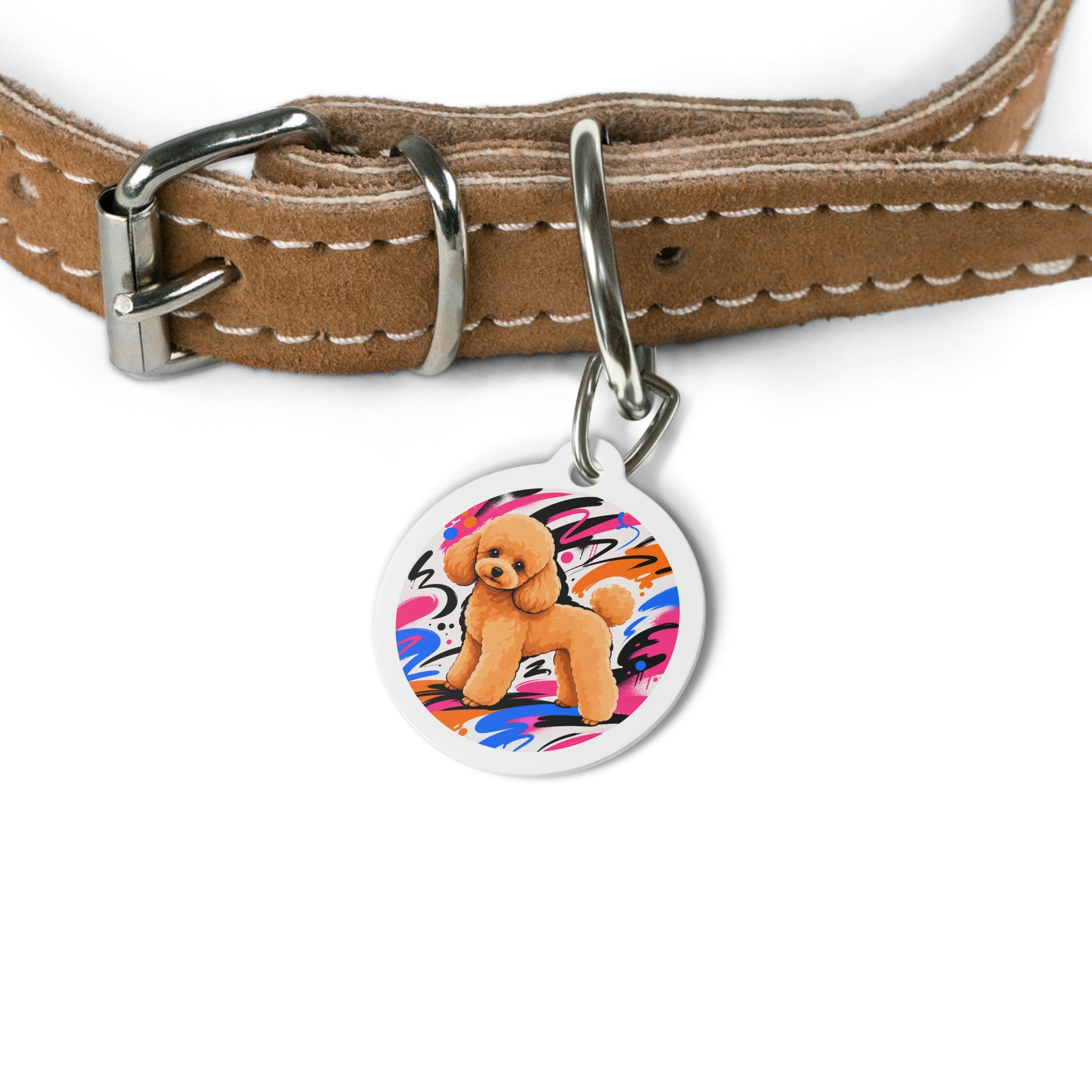 Toy Poodle Graffiti Groove Apricot Personalized Dog ID Tag