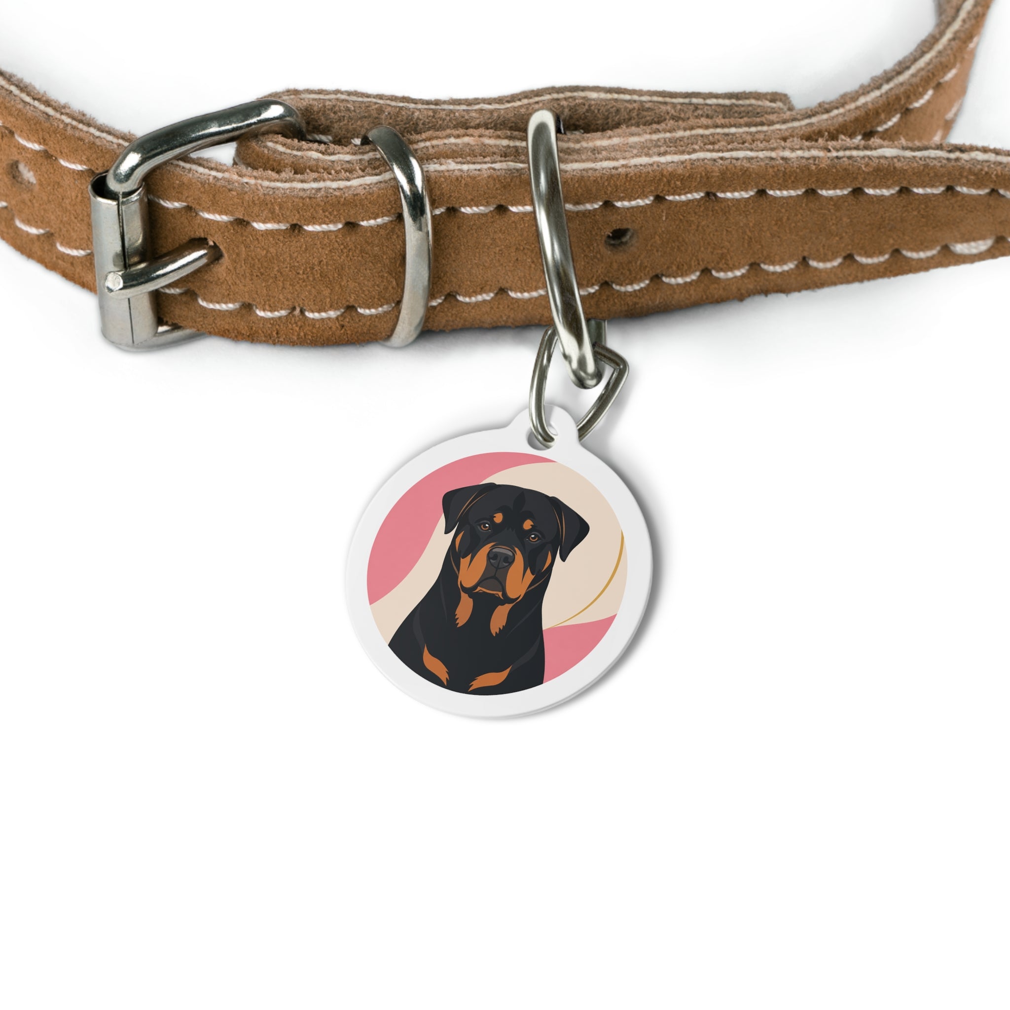 Rottweiler Modern Blush Portrait Personalized Dog ID Tag
