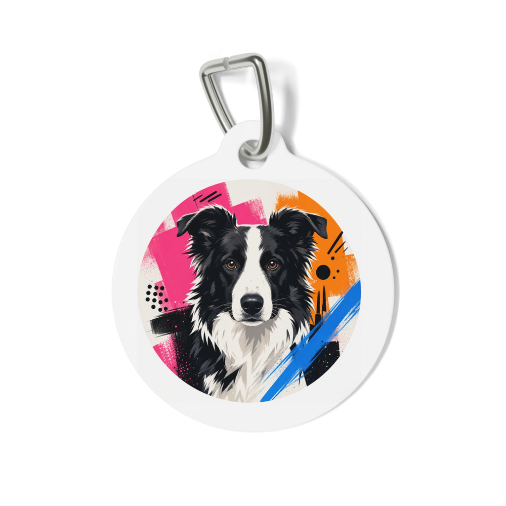 Etiqueta de identificación de perro personalizada Border Collie Urban Graffiti