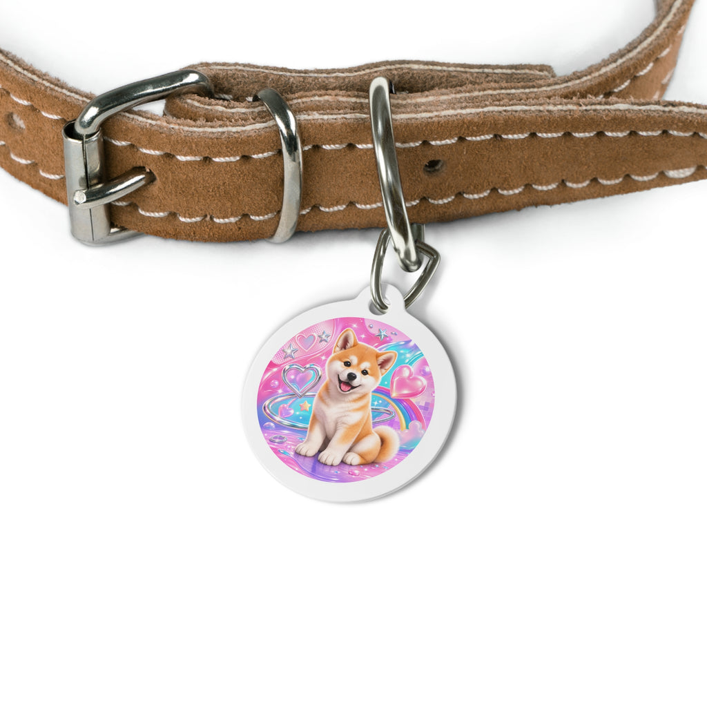 Akita Cosmic Pastel Personalized Dog ID Tag