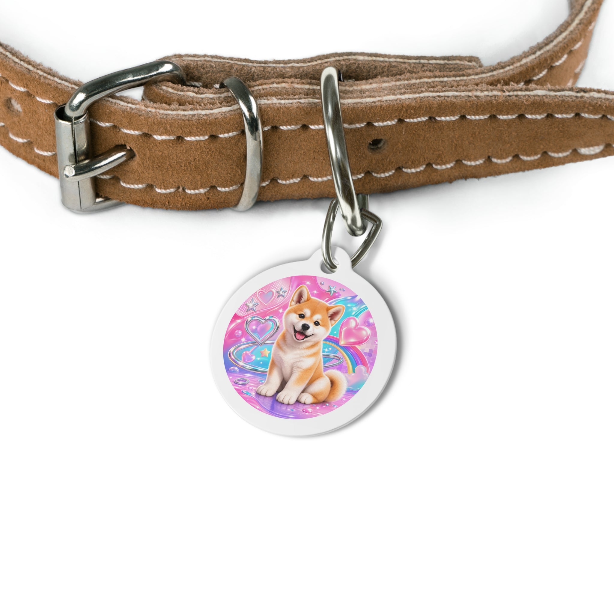 Akita Cosmic Pastel Personalized Dog ID Tag