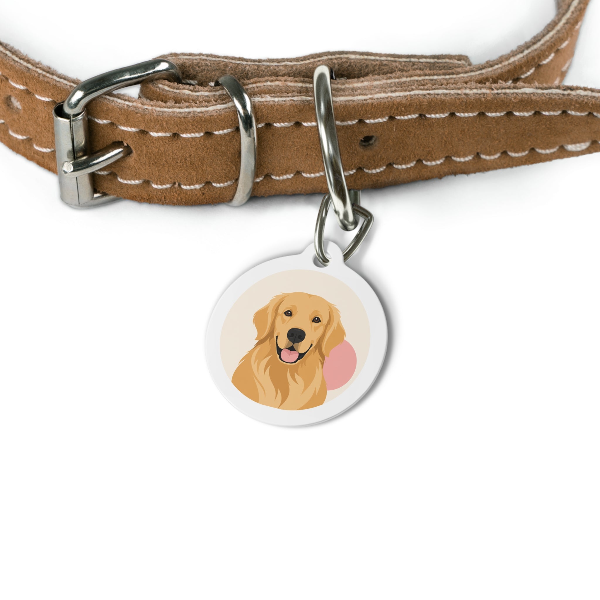 Golden Retriever Peachy Smile Personalized Dog ID Tag