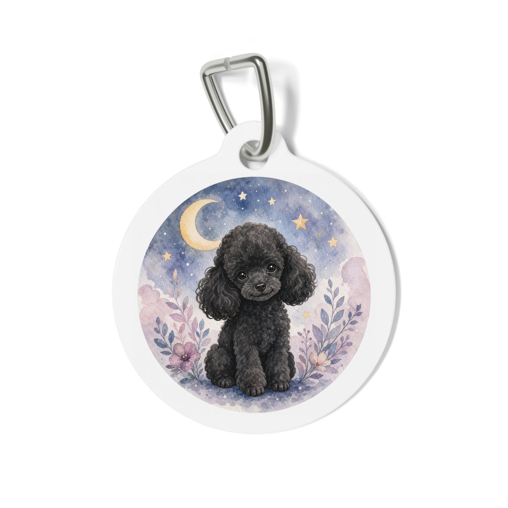 Poodle Moonlit Black Personalized Dog ID Tag