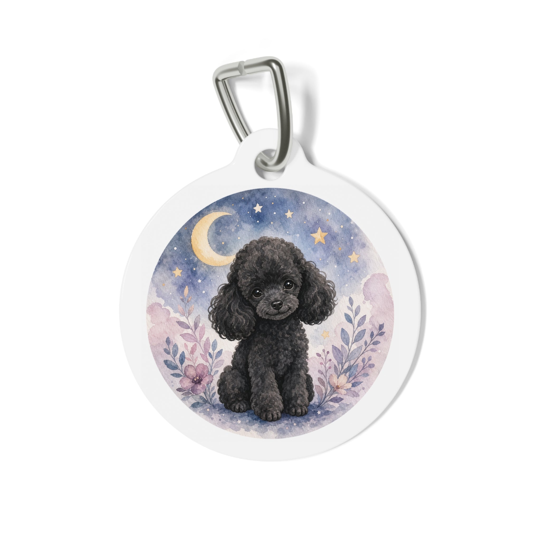 Poodle Moonlit Black Personalized Dog ID Tag