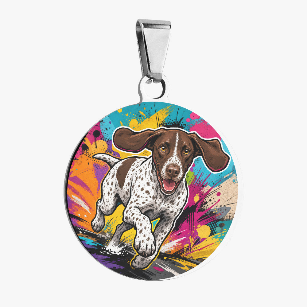 German Shorthaired Pointer Vibrant Paint Splash Action Personalized Dog ID Tag
