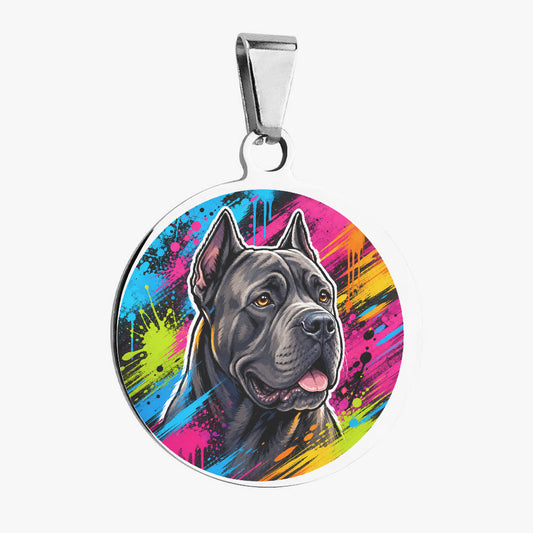 Cane Corso Neon Paint Splash Personalized Dog ID Tag