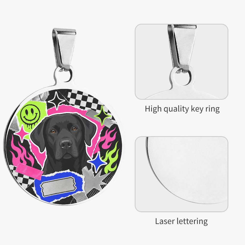 Labrador Retriever Punk Checkered Neon personalized dog ID tag product detail