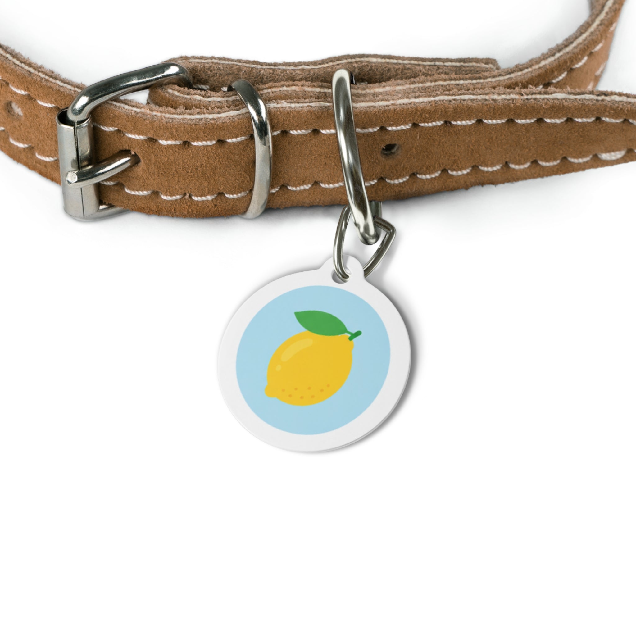 Lemon Zest Cheerful Fruit Pattern Personalized Dog ID Tag
