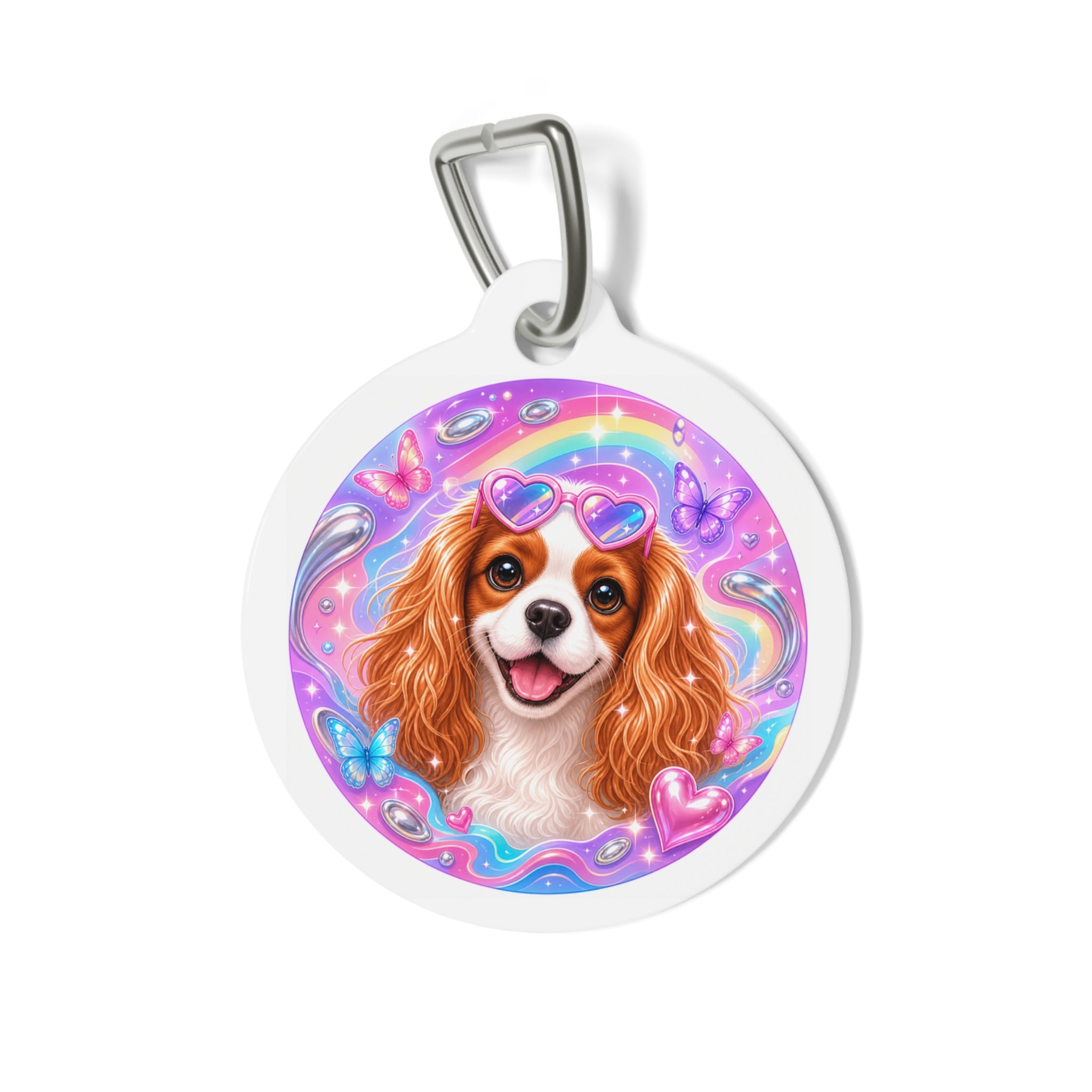 Cavalier King Charles Spaniel Playful Portrait Lighthearted Personalized Dog ID Tag