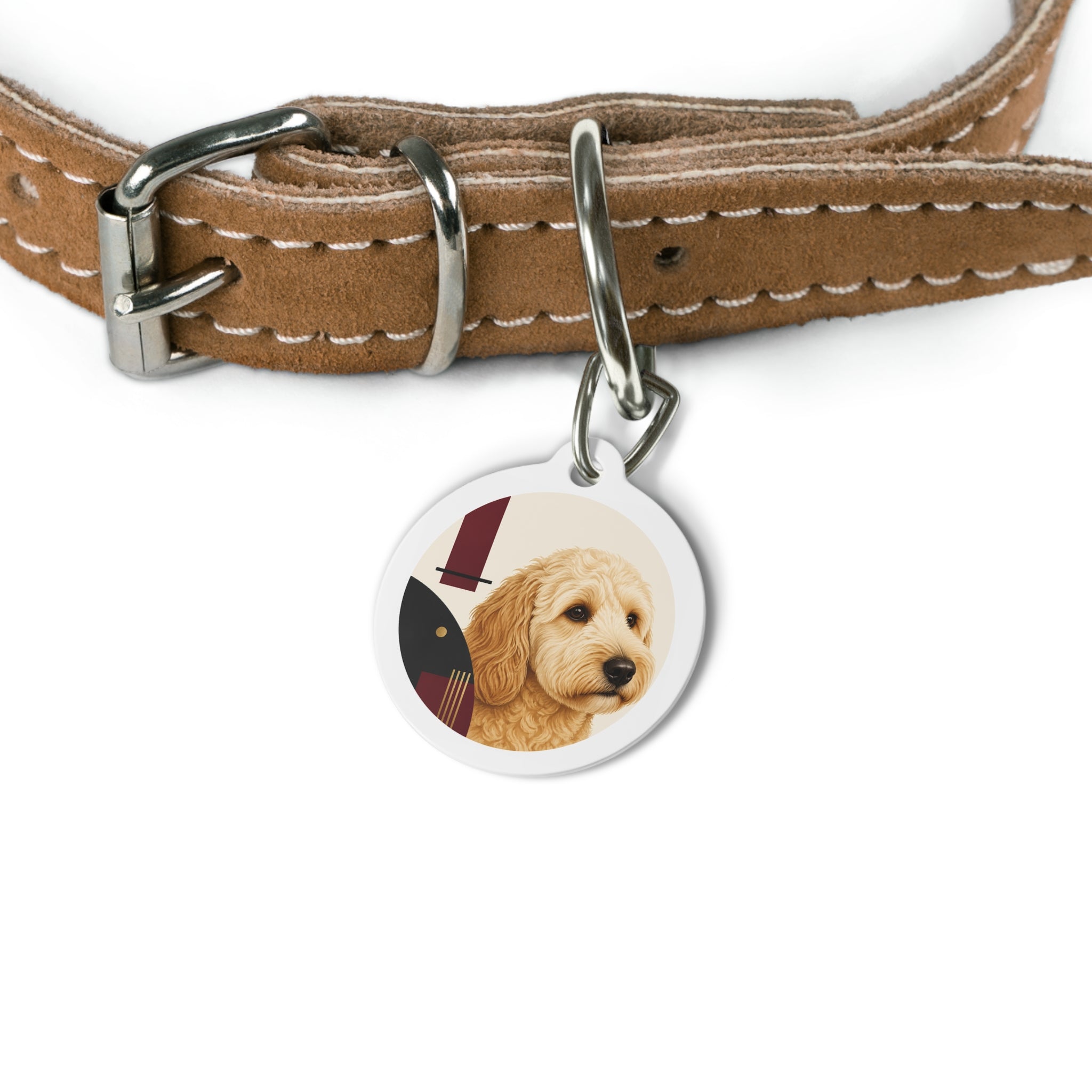 Goldendoodle Warm Lively Portrait Personalized Dog ID Tag