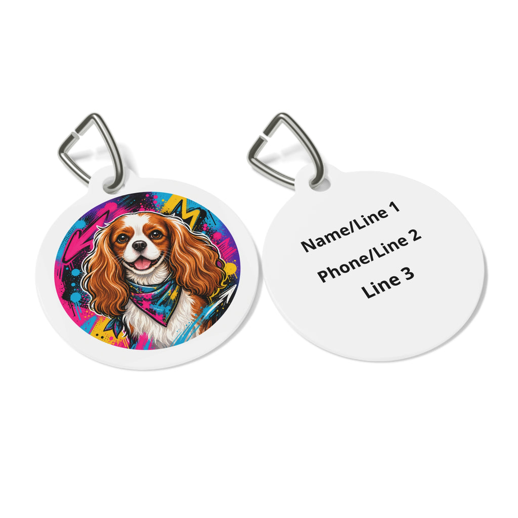 Cavalier King Charles Spaniel Artful Playful Portrait Personalized Dog ID Tag