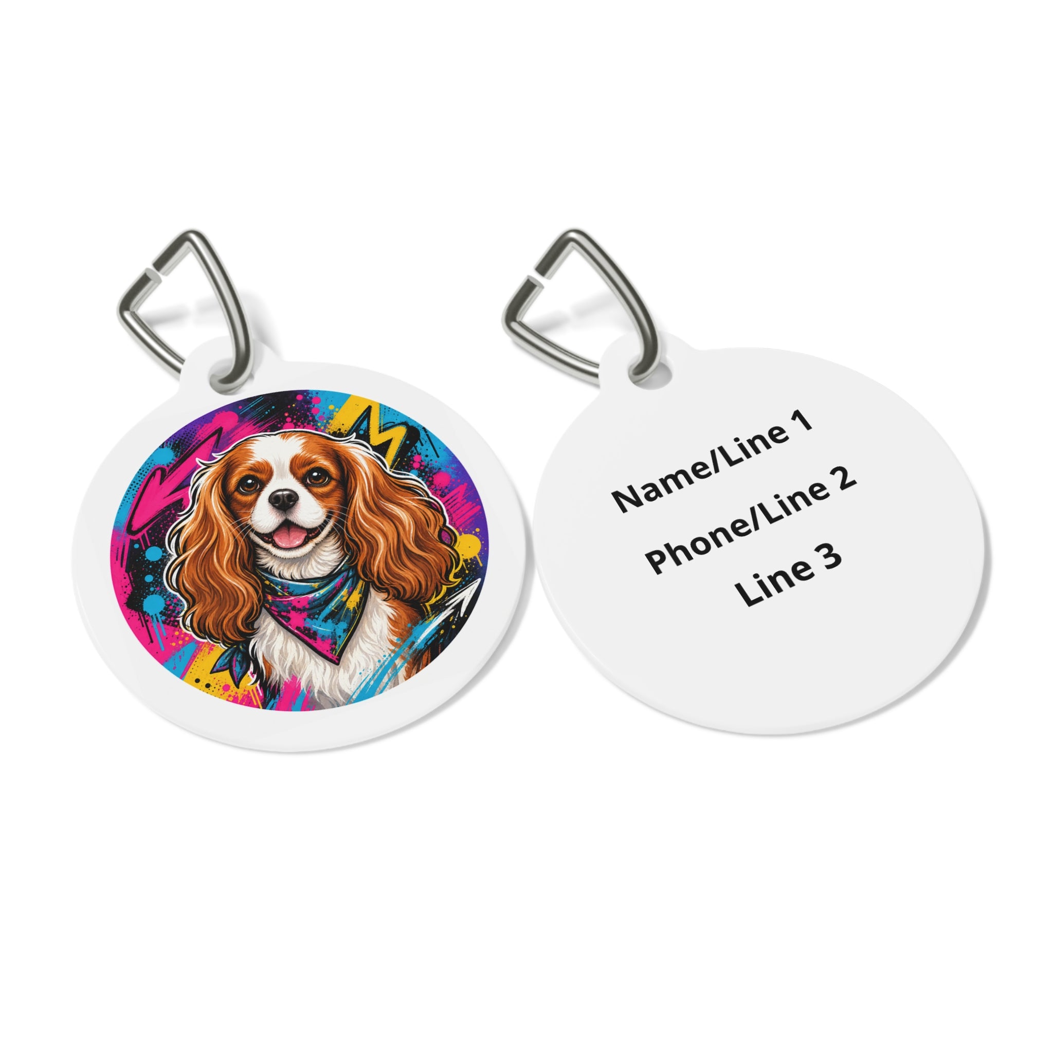 Cavalier King Charles Spaniel Artful Playful Portrait Personalized Dog ID Tag