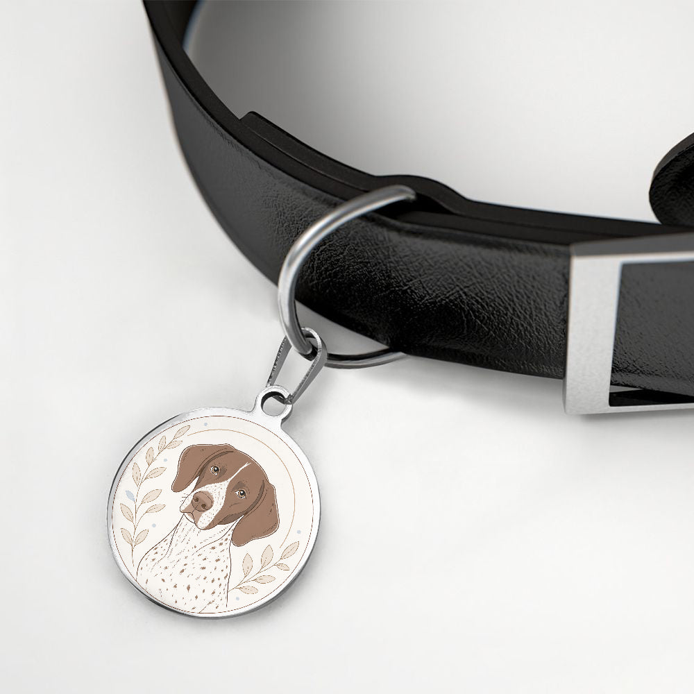 German Shorthaired Pointer Botanical Line Portrait personalized dog ID tag product detail
