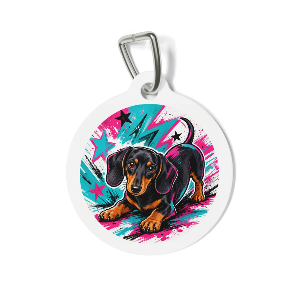 Dachshund Bright Pop Art Personalized Dog ID Tag