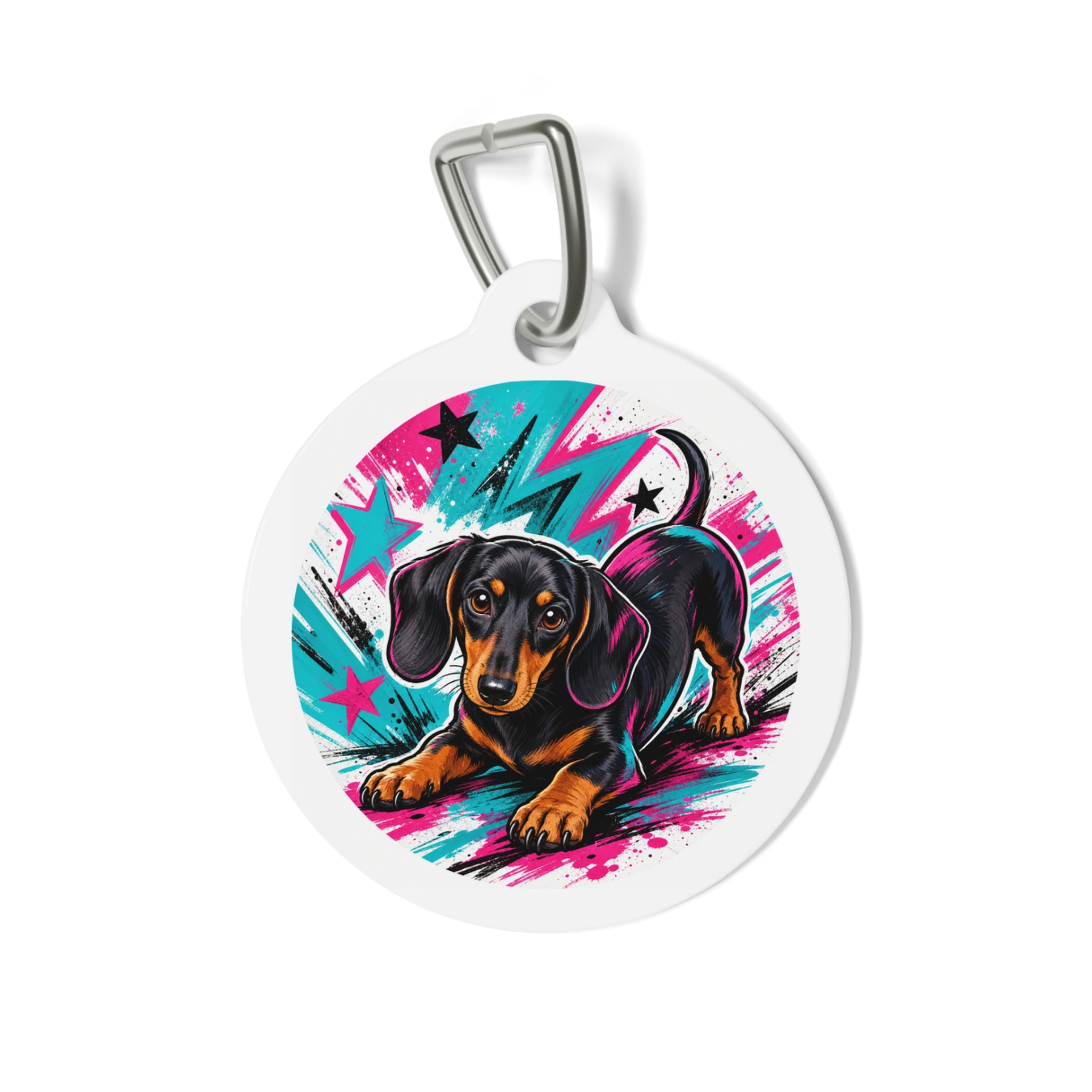 Dachshund Bright Pop Art Personalized Dog ID Tag