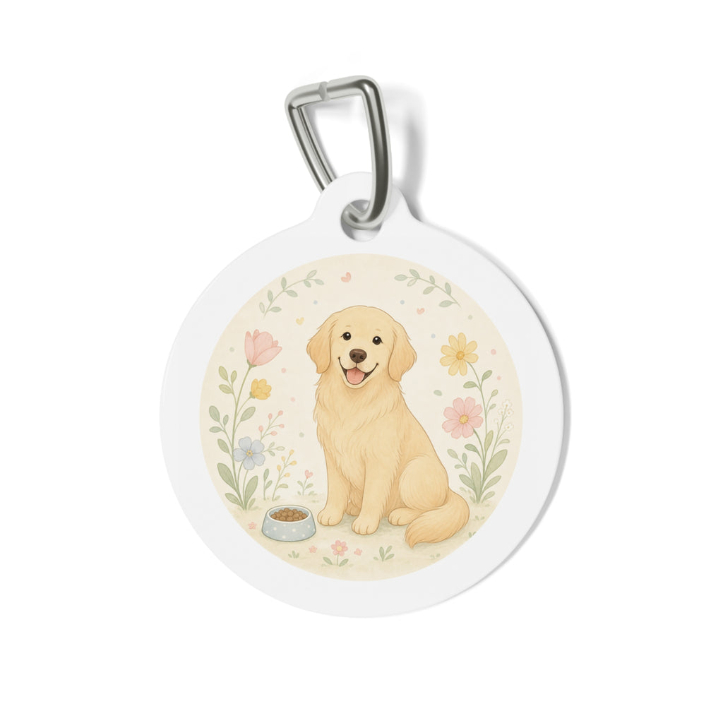 Golden Retriever Wildflower Story Personalized Dog ID Tag