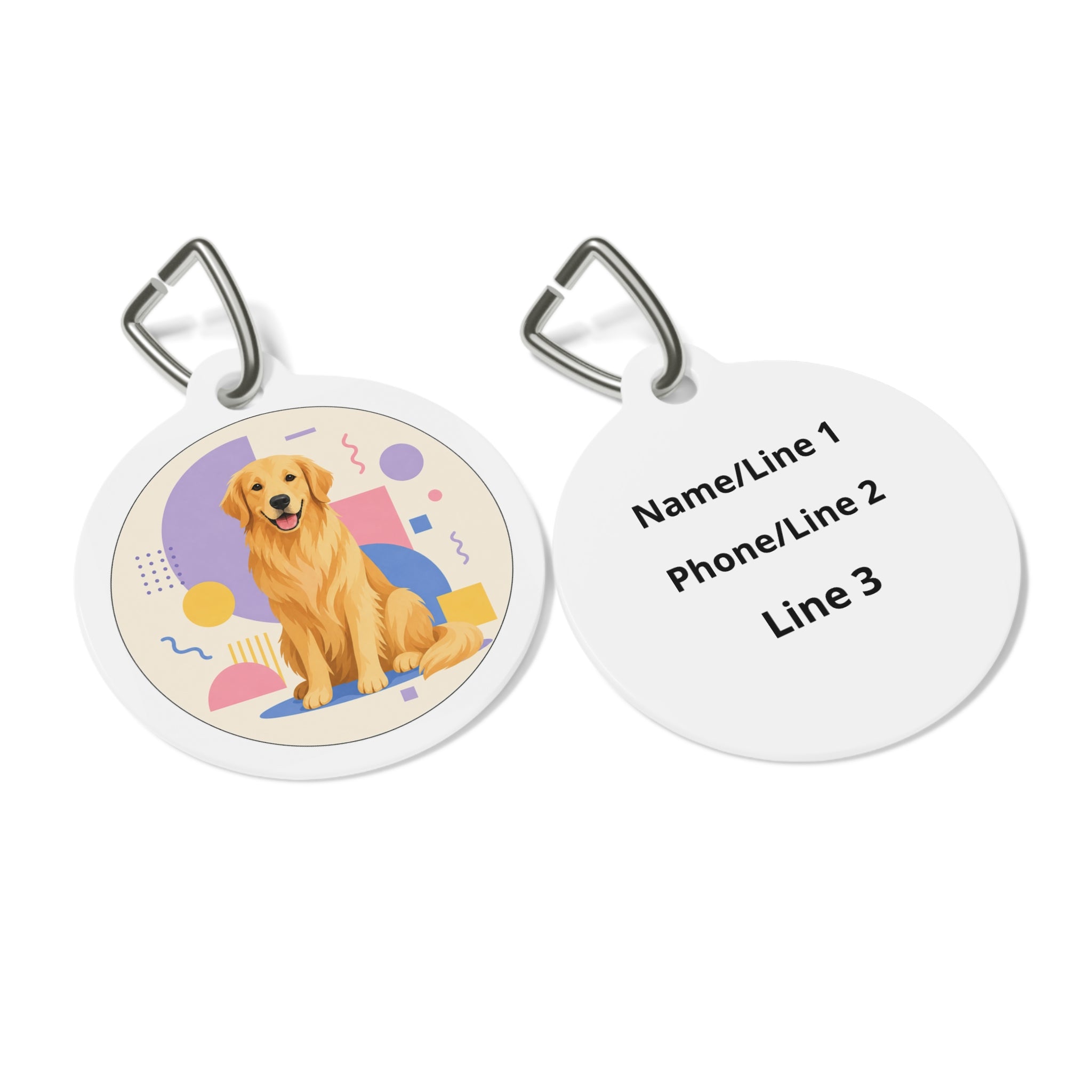 Golden Retriever Playful Geometric Personalized Dog ID Tag