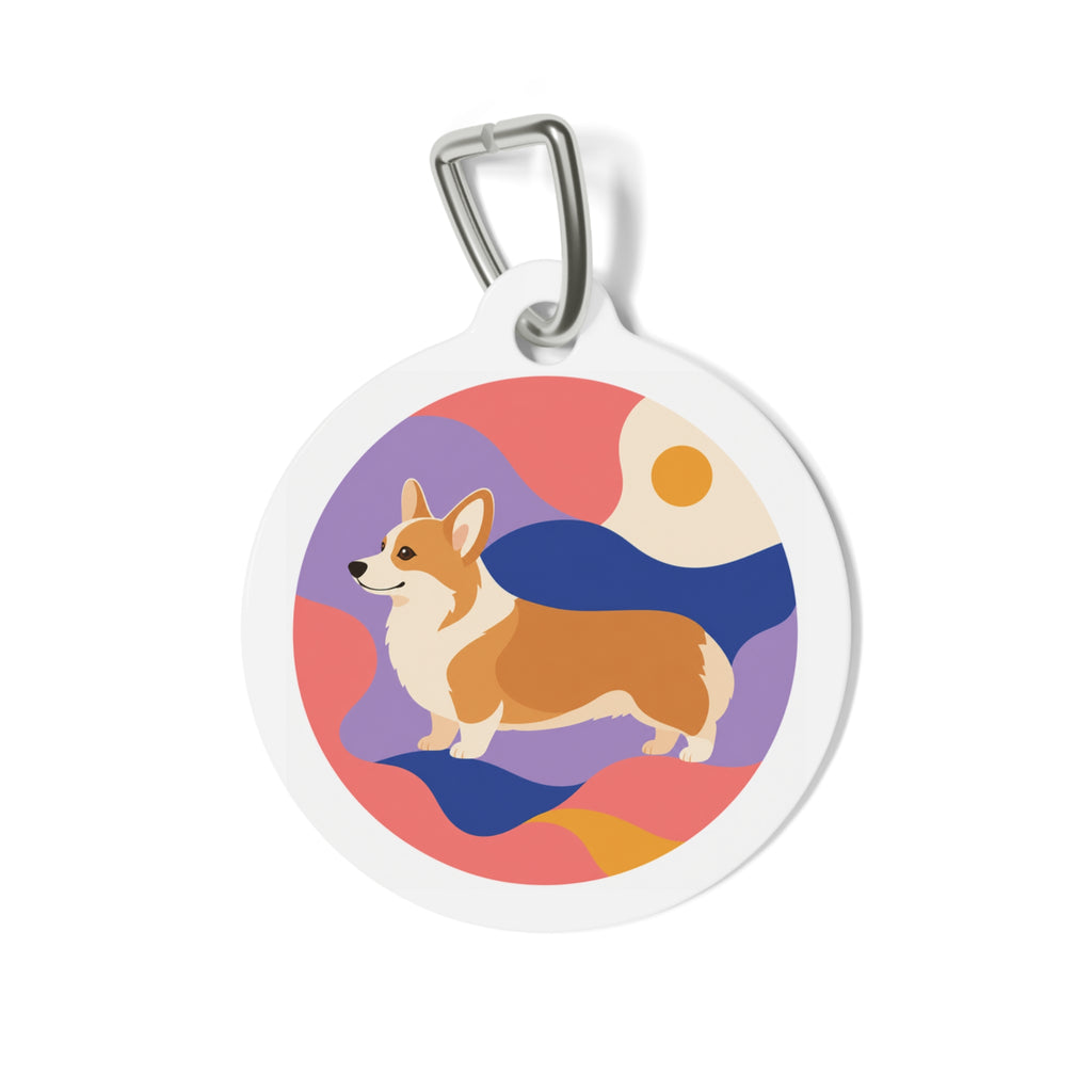 Pembroke Welsh Corgi Colorful Retro Personalized Dog ID Tag