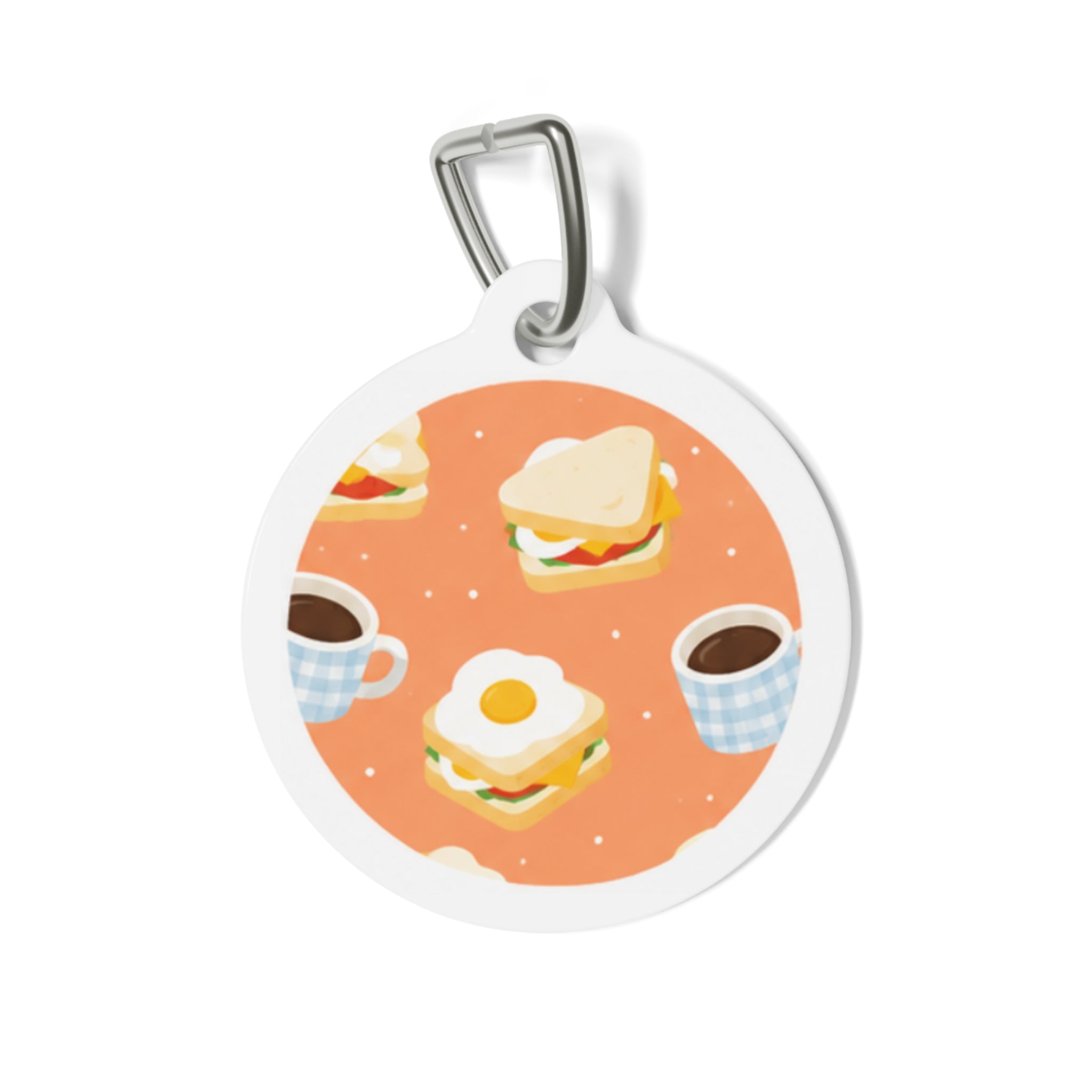 Brunch Club Whimsical Foodie Art Personalized Dog ID Tag