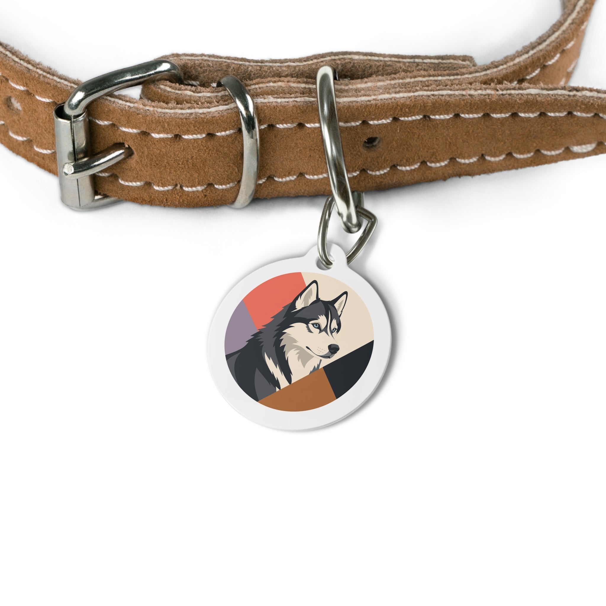 Siberian Husky Modern Geo Personalized Dog ID Tag