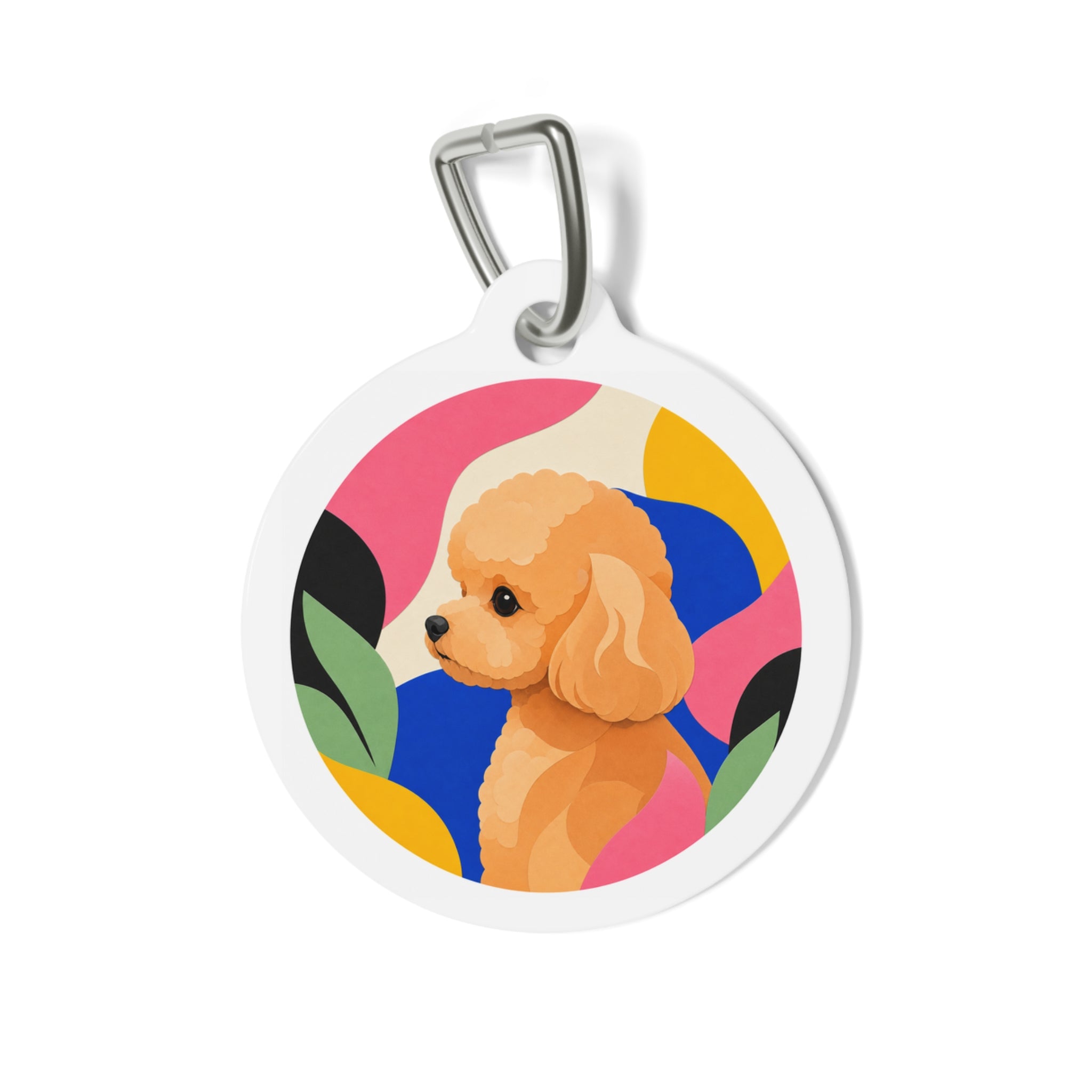 Toy Poodle Modern Botanical Apricot Personalized Dog ID Tag