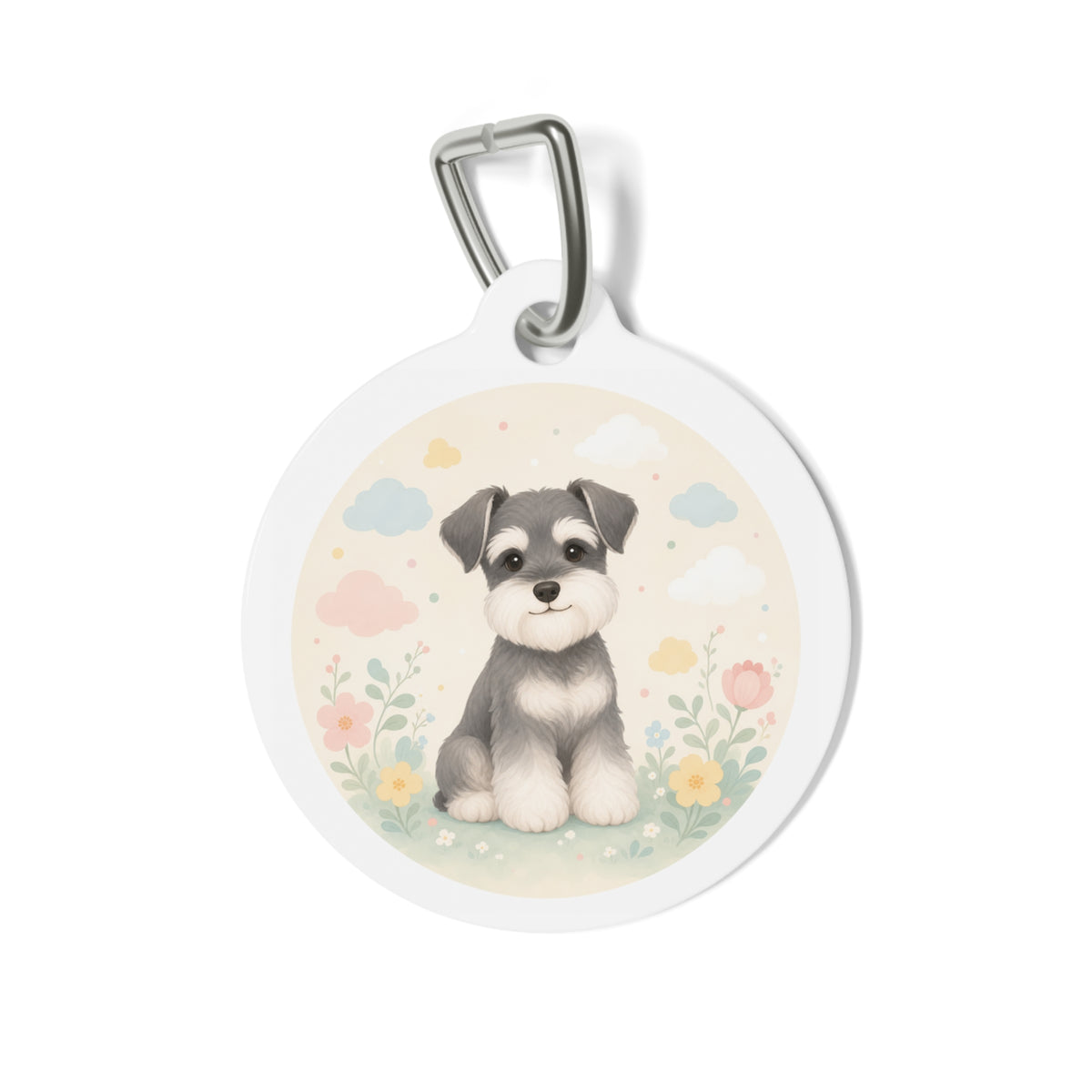 Miniature Schnauzer Joyful Cute Portrait Personalized Dog ID Tag