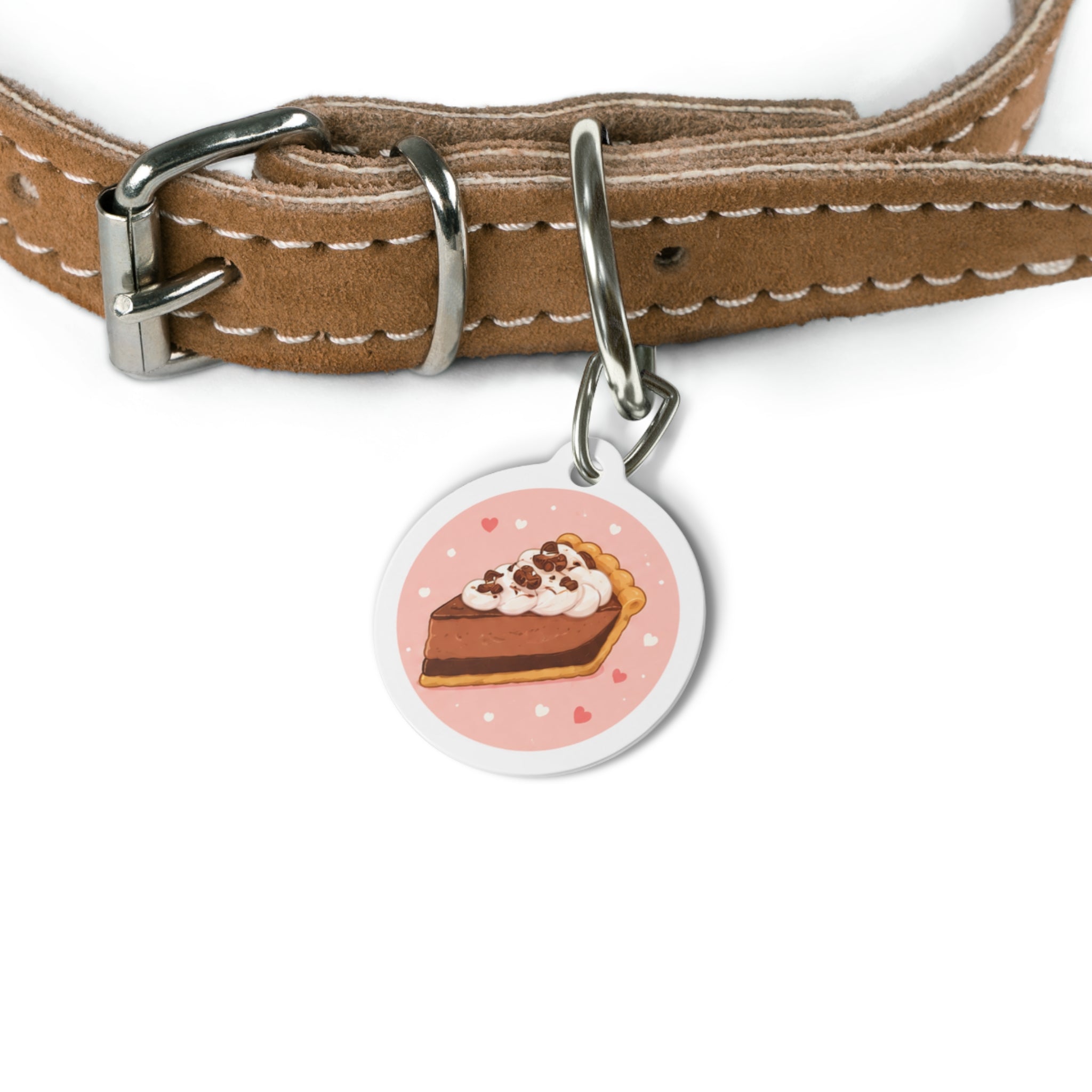 Chocolate Cream Pie Whimsical Foodie Art Personalized Dog ID Tag