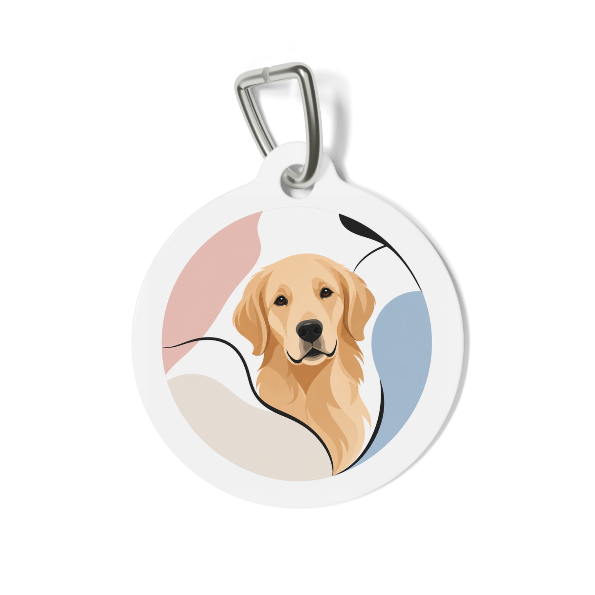 Etiqueta de identificación de perro personalizada y suave con diseño abstracto de Golden Retriever