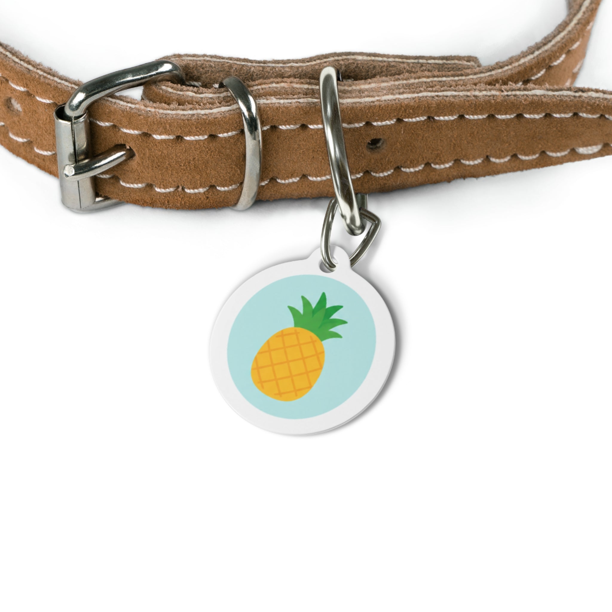 Tropical Pineapple Cheerful Fruit Pattern Personalized Dog ID Tag