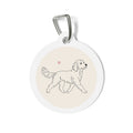 Chapa de identificación de perro personalizada Goldendoodle, arte lineal minimalista en crema
