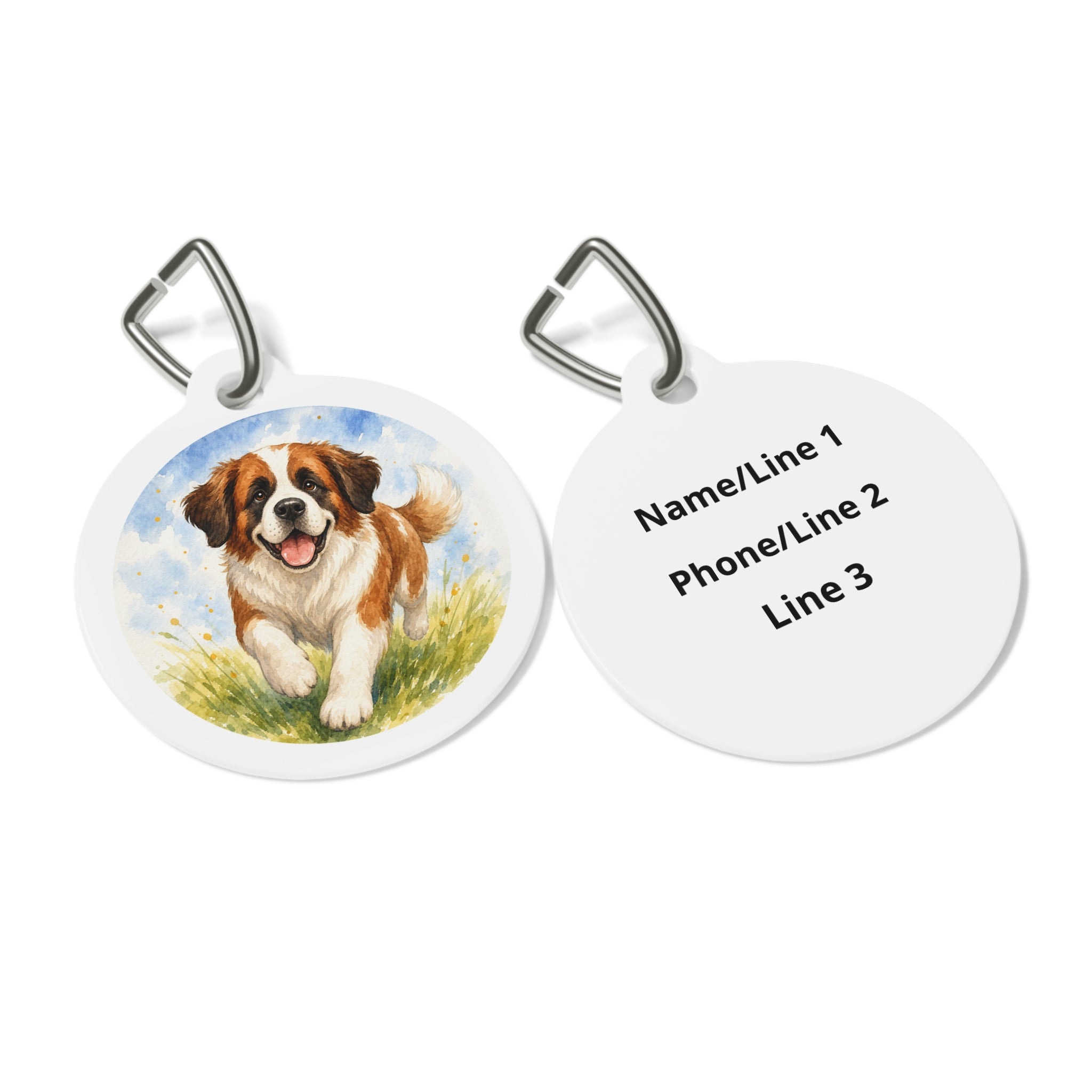 Saint Bernard Joyful Botanical Art Personalized Dog ID Tag